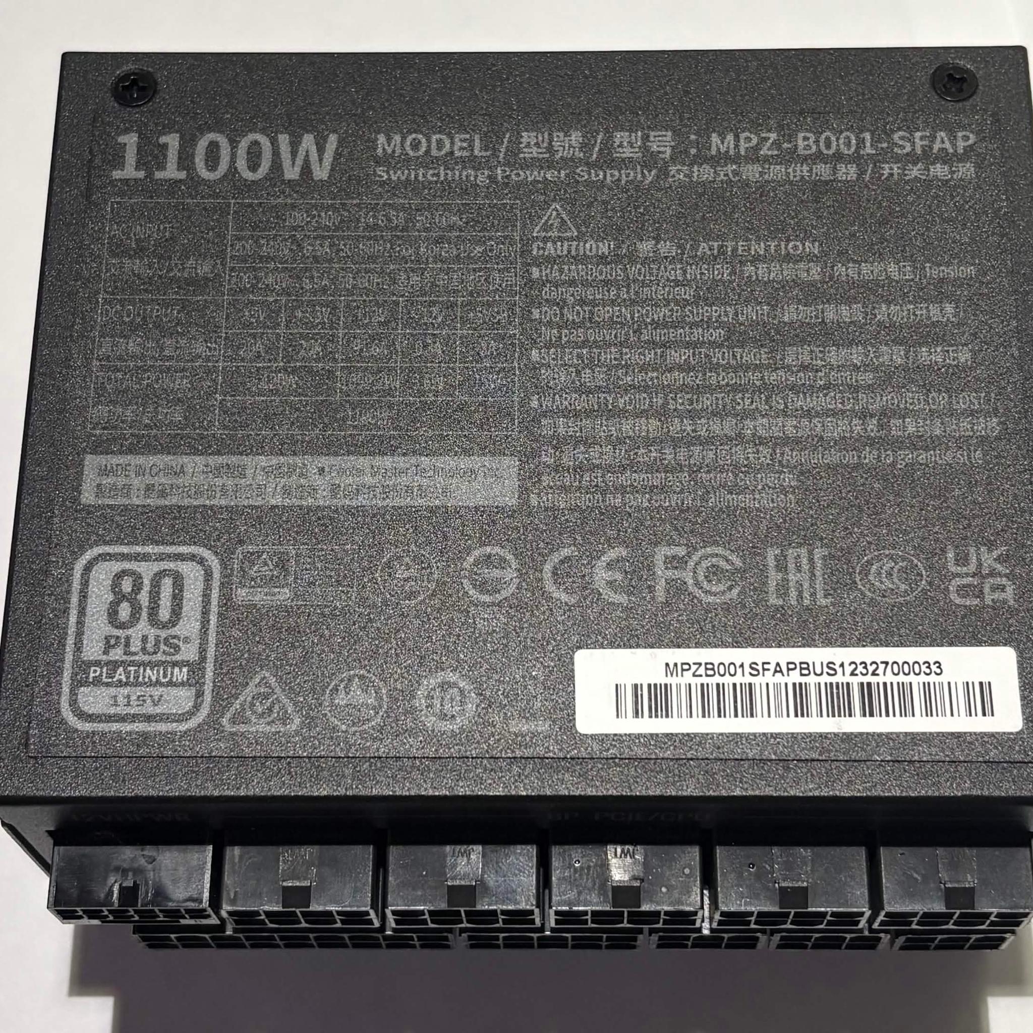 Cooler Master V1100 SFX Platinum 1100W ATX 3.0 PCIe 5.0 Fully Modular PSU Complete