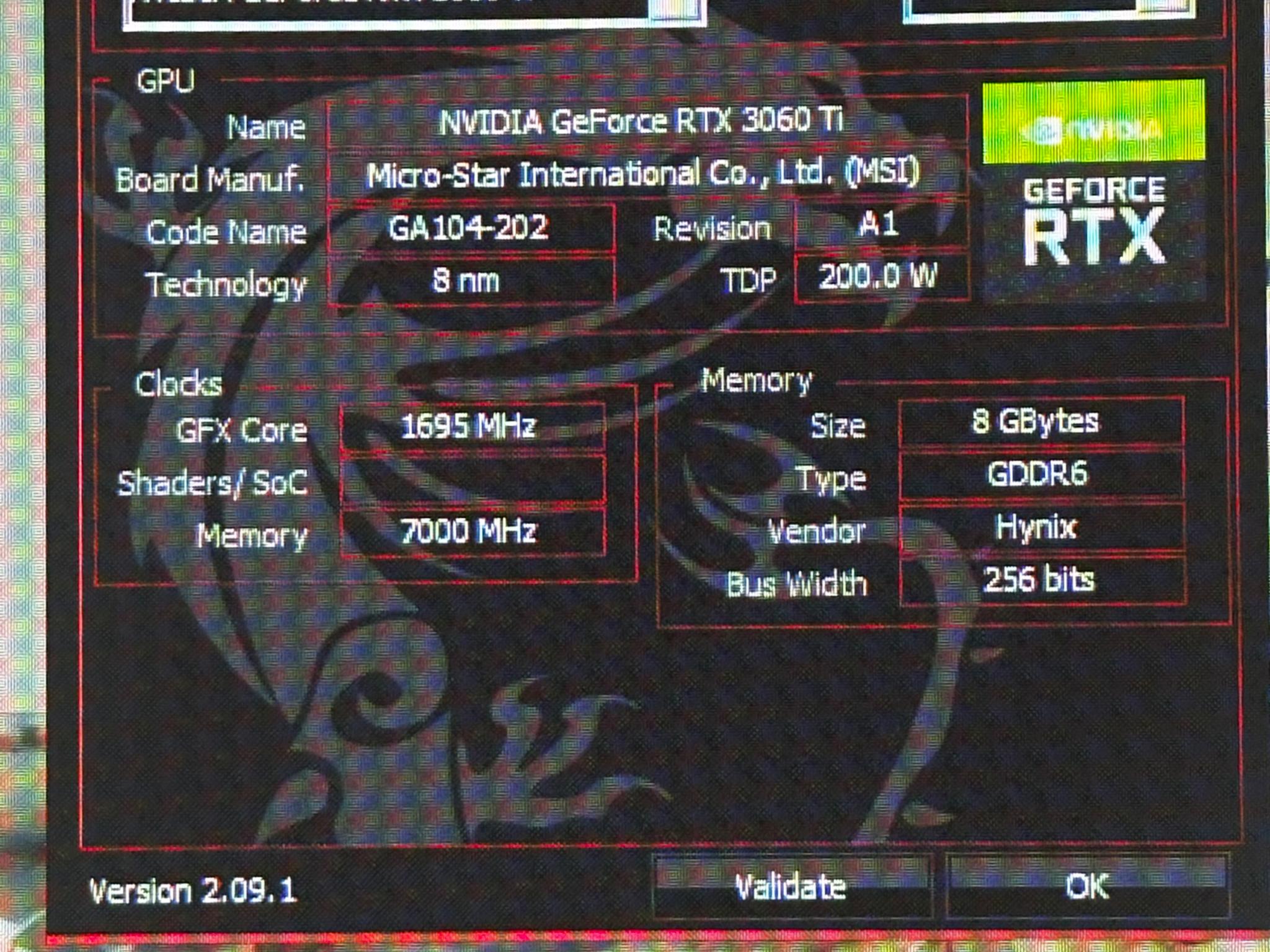 MSI GeForce RTX 3060Ti Ventux 2X OCV1 LHR
