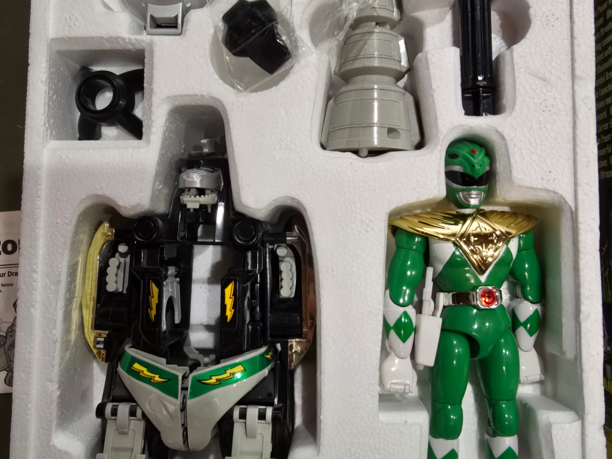Vintage 1993 Bandai Mighty Morphin Power Rangers Dragonzord w/ Green Ranger