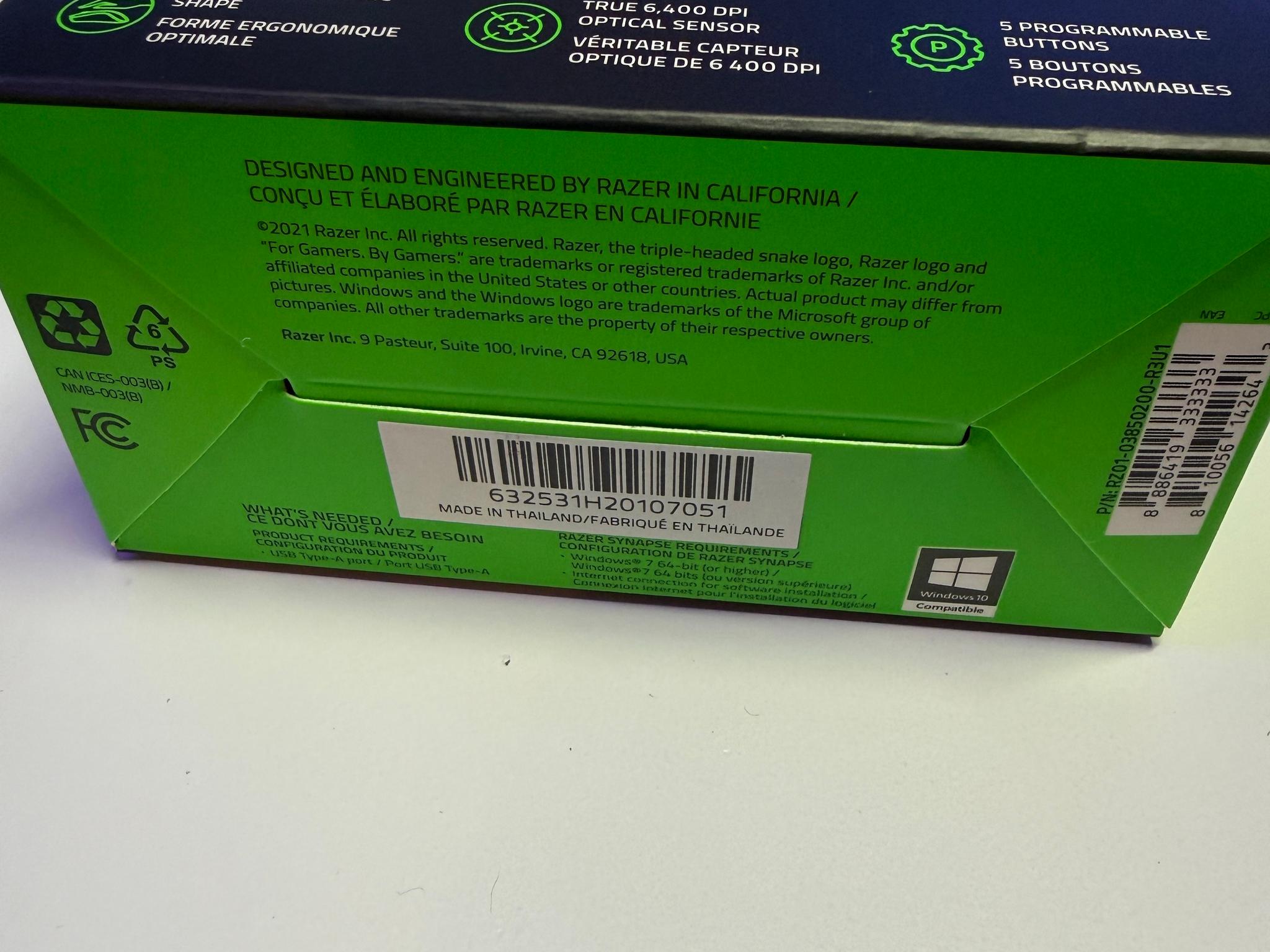 Razer DeathAdder Essential  Wired Gaming Optical Mouse, Custom White/Mint Green.
