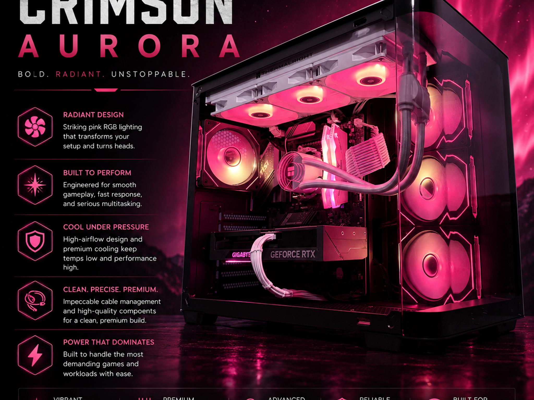 ⚫️"Crimson Aurora"🟠 | 1440p Gaming | RTX 4070 Super | Ryzen 5 7600X | 32B DDR5 | 1TB Storage