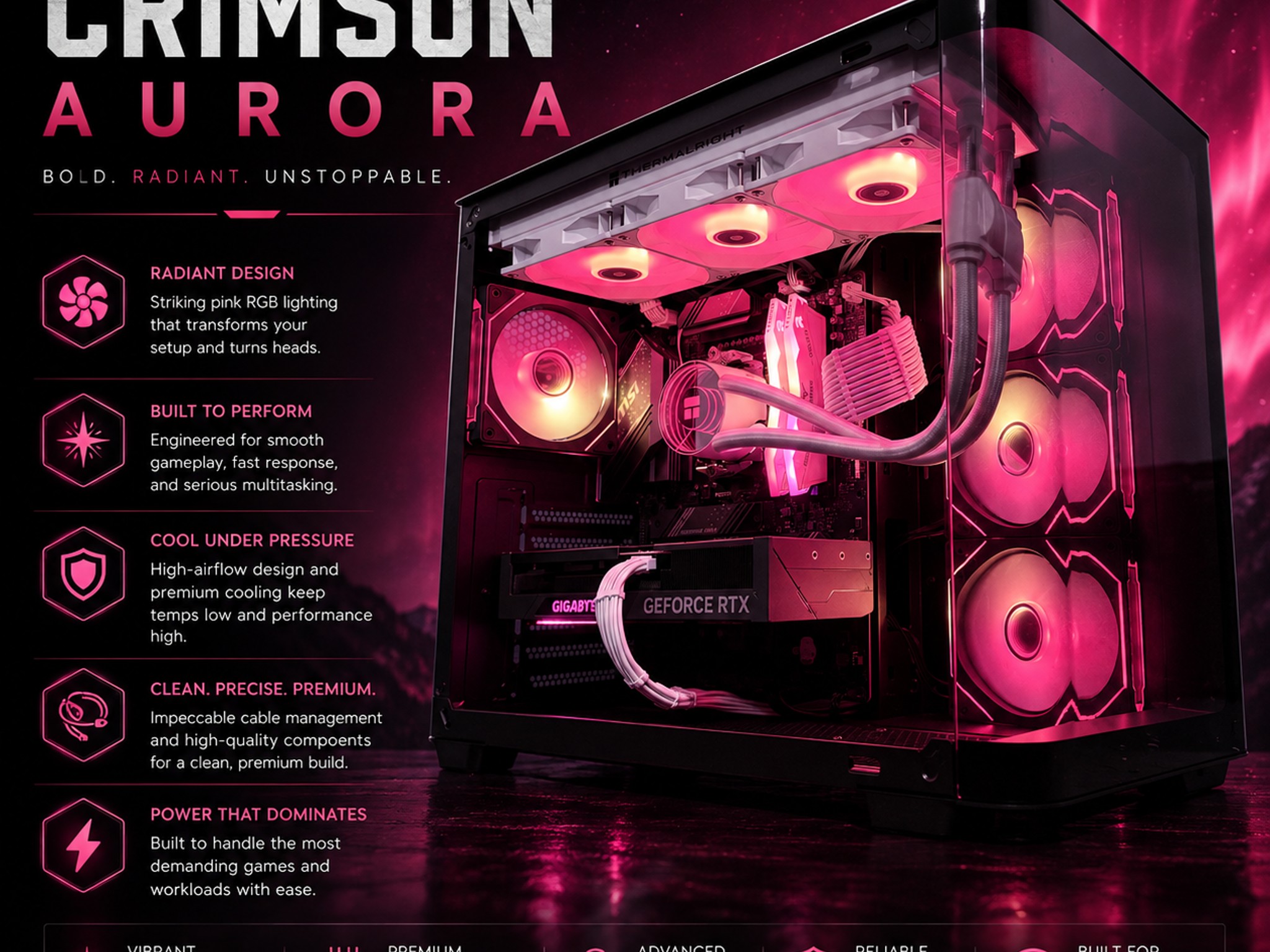 ⚫️"Crimson Aurora"🟠 | 1440p Gaming | RTX 4070 Super | Ryzen 5 7600X | 32B DDR5 | 1TB Storage