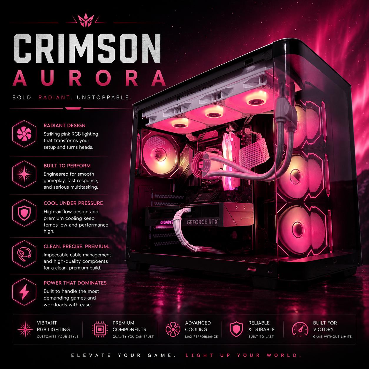 ⚫️"Crimson Aurora"🟠 | 1440p Gaming | RTX 4070 Super | Ryzen 5 7600X | 32B DDR5 | 1TB Storage