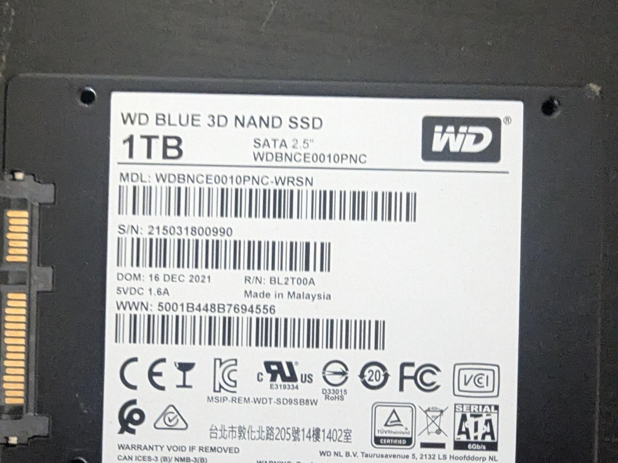 Western Digital Blue 3D NAND SATA SSD 1TB || FREE SHIPPING