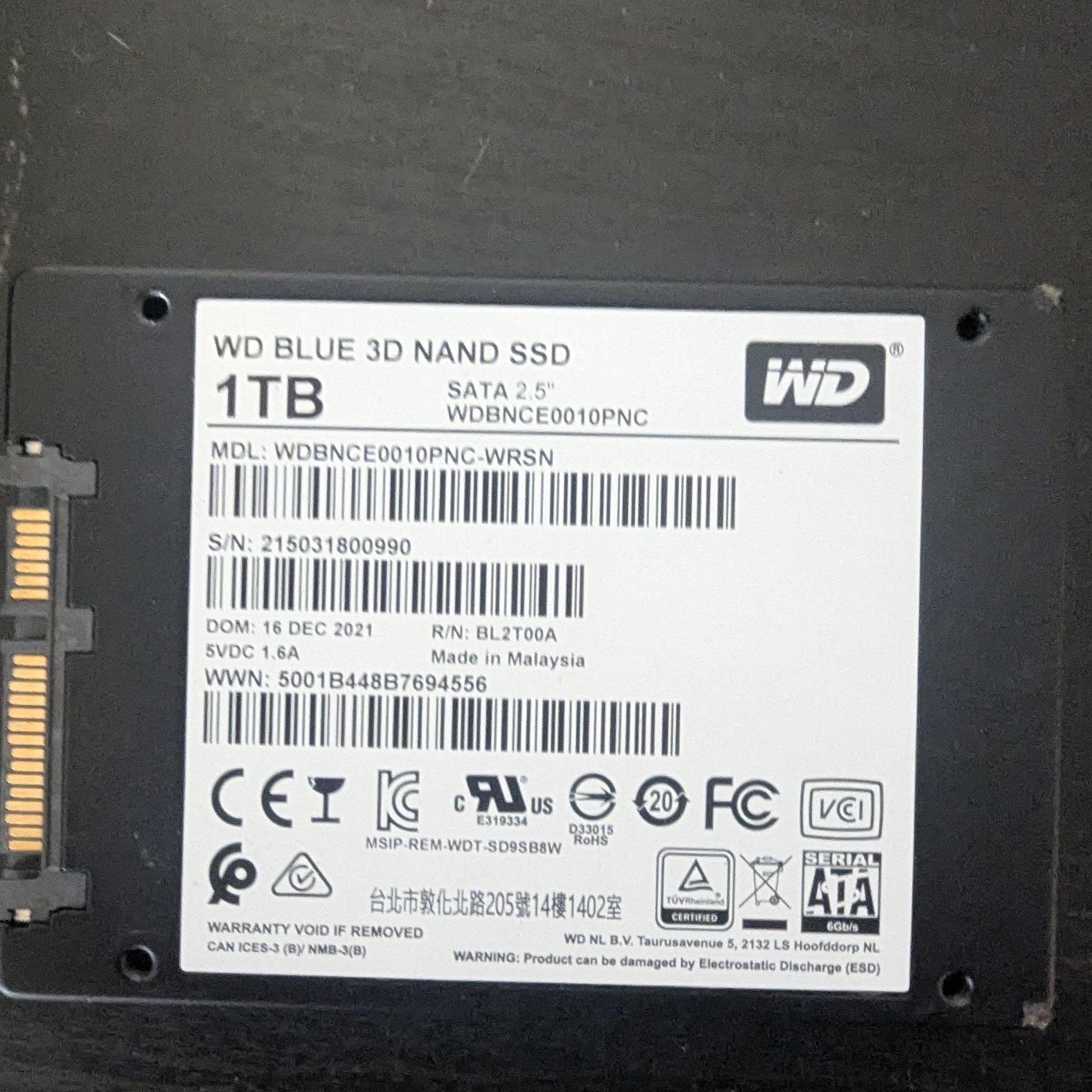 Western Digital Blue 3D NAND SATA SSD 1TB || FREE SHIPPING