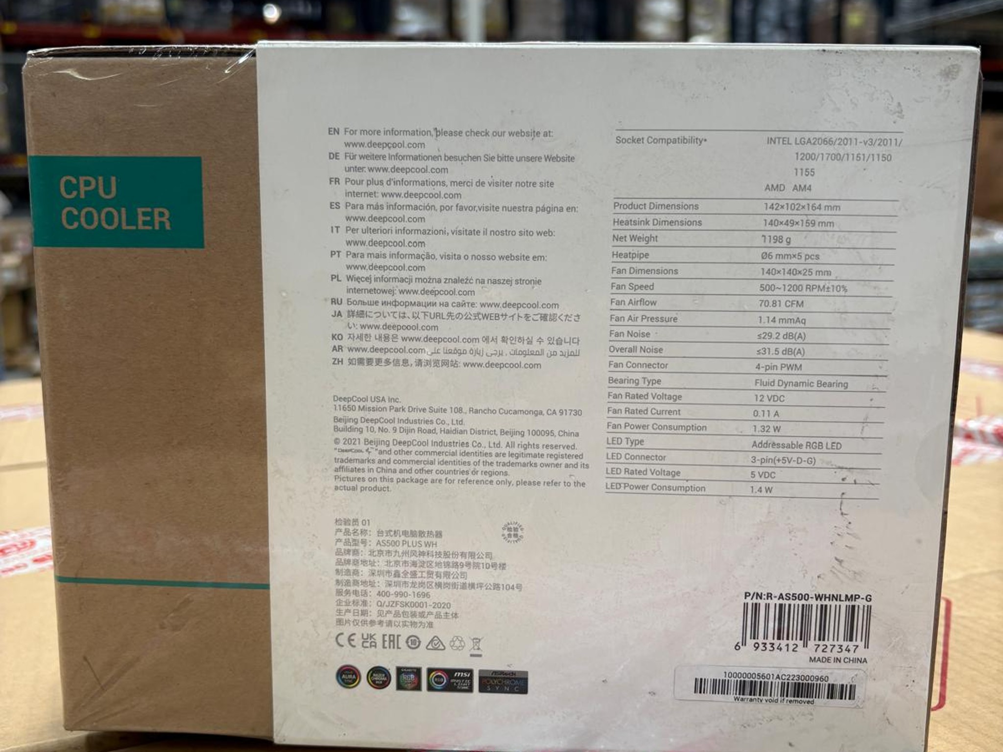 New In Box I CPU Cooler | Deepcool Universal RAM 140mm PWM Fan, A-RGB AS500 Plus White I Dual Fan