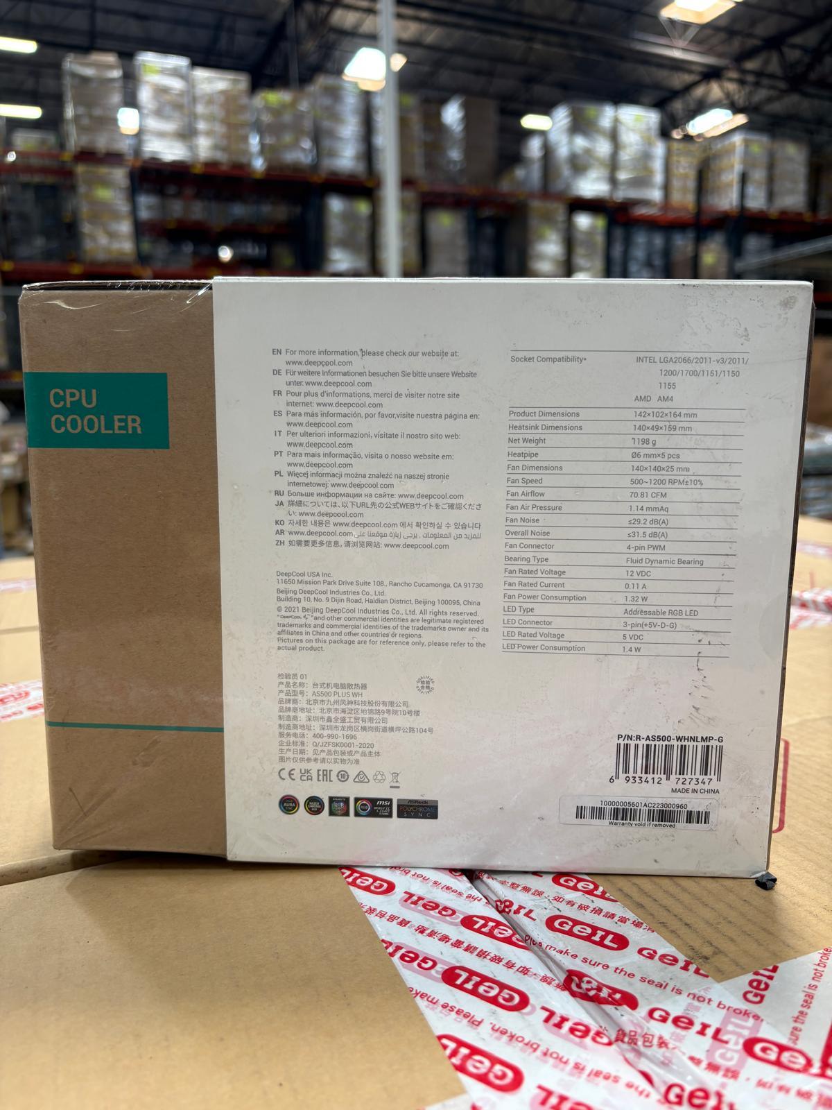 New In Box I CPU Cooler | Deepcool Universal RAM 140mm PWM Fan, A-RGB AS500 Plus White I Dual Fan