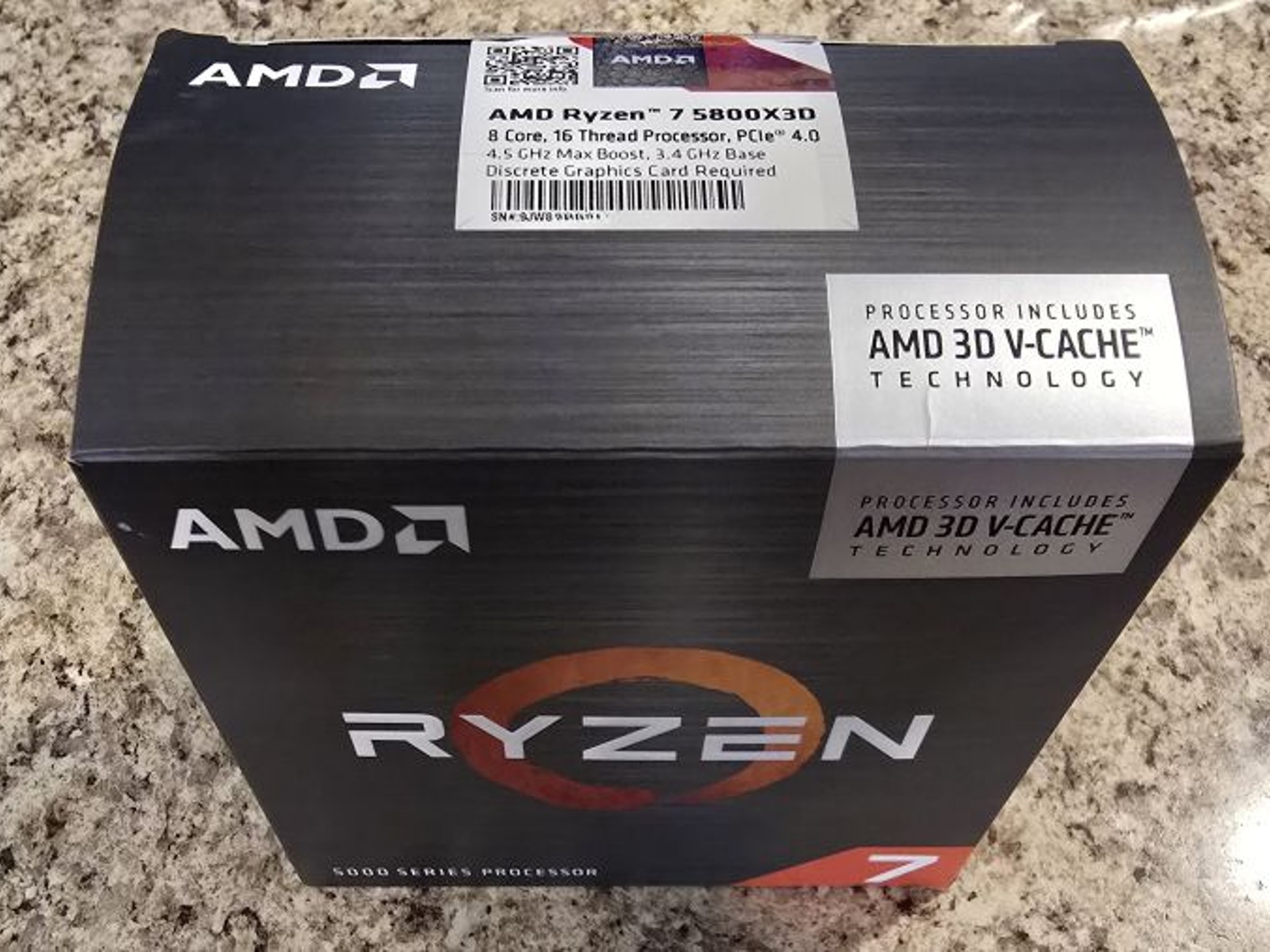 AMD Ryzen 7 5800X3D, 3.4 GHz 8 cores / 16 thread