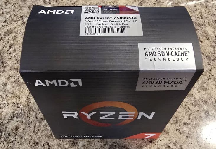 AMD Ryzen 7 5800X3D, 3.4 GHz 8 cores / 16 thread