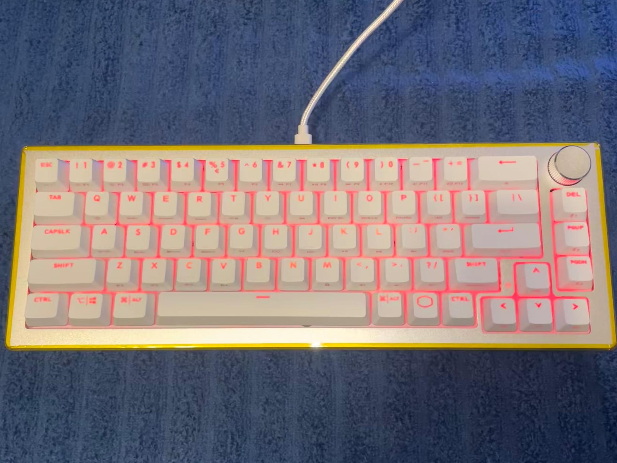 White/Silver CoolerMaster CK721/MK271 Series 65% Hybrid Wireless Mechanical Keyboard