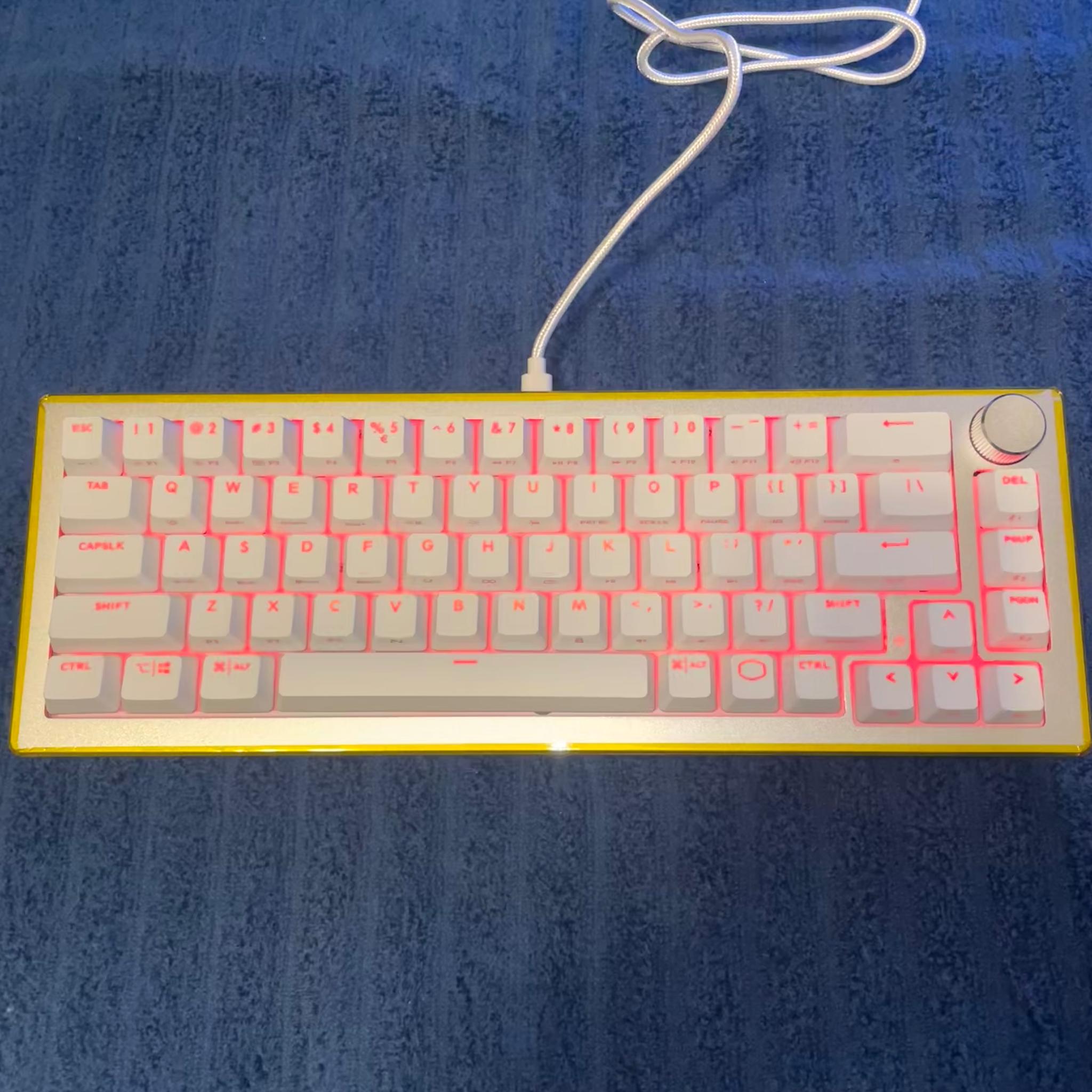White/Silver CoolerMaster CK721/MK271 Series 65% Hybrid Wireless Mechanical Keyboard