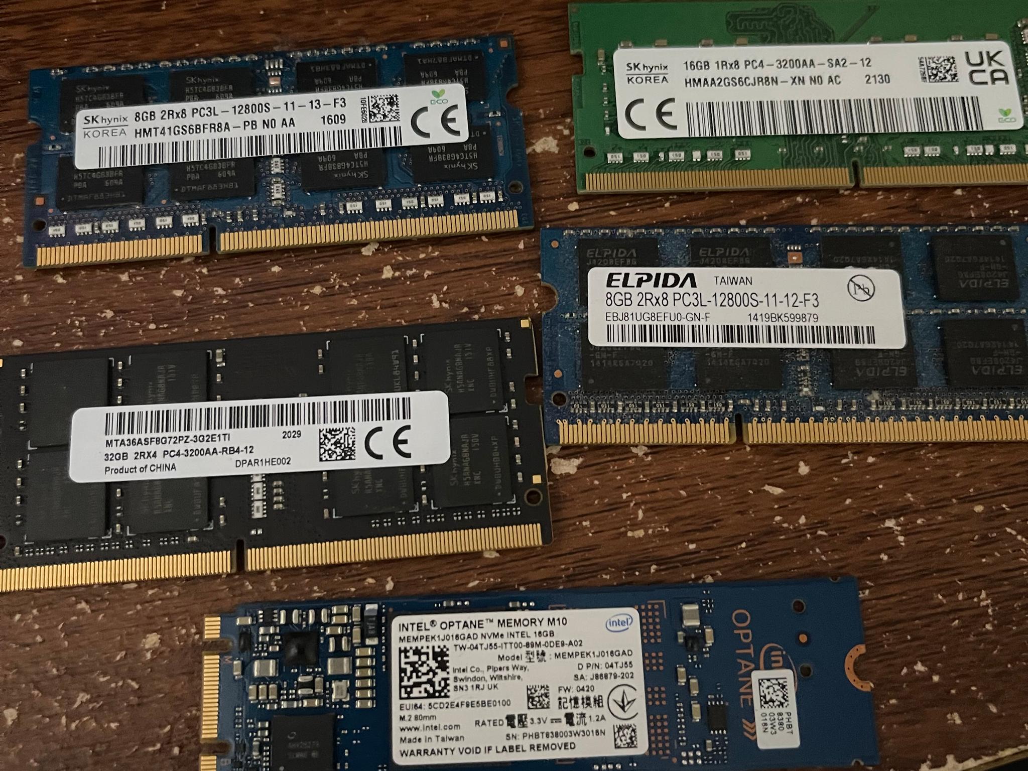 Bulk RAM + Optane Lot – Tested Pulls – DDR3L / DDR4 / Optane