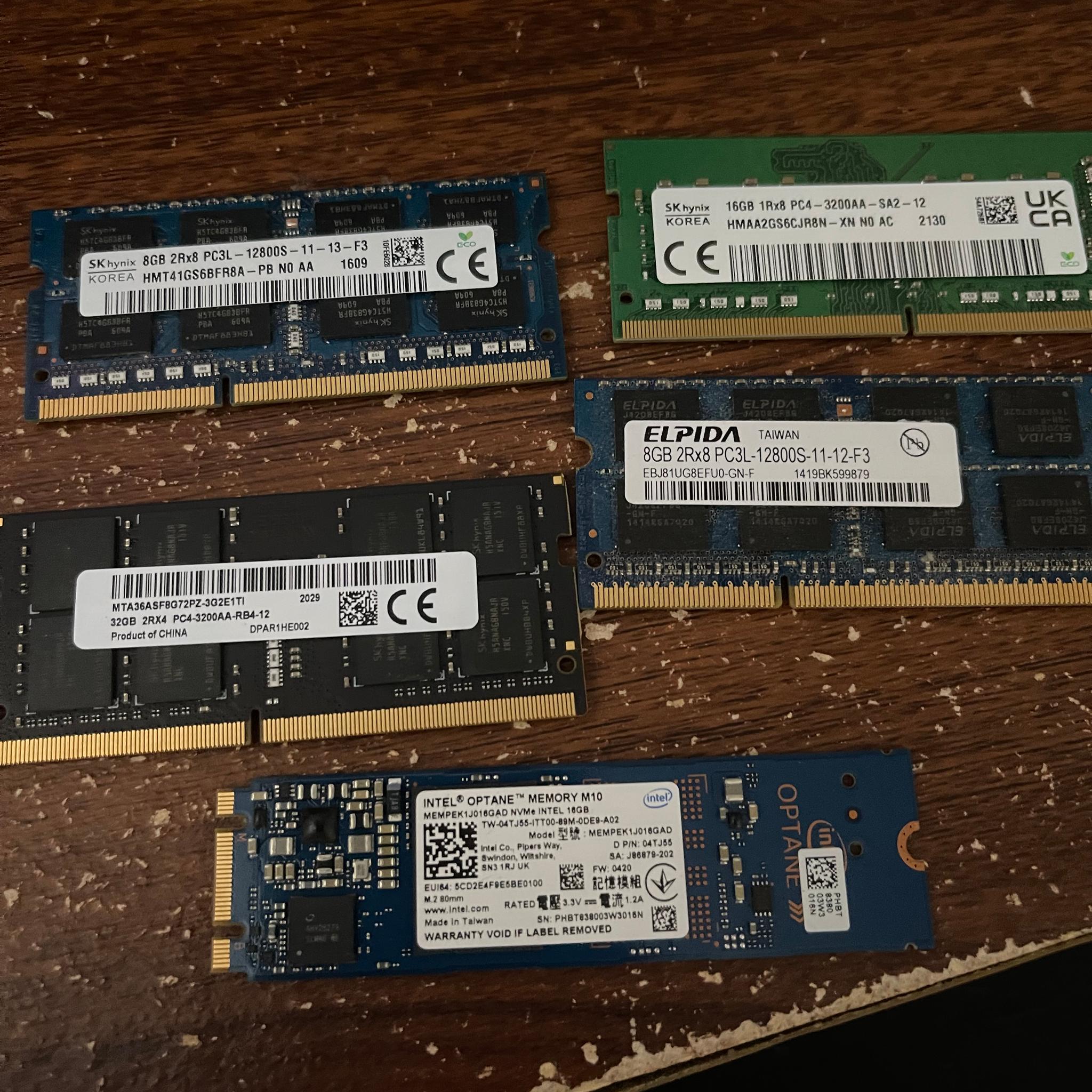 Bulk RAM + Optane Lot – Tested Pulls – DDR3L / DDR4 / Optane