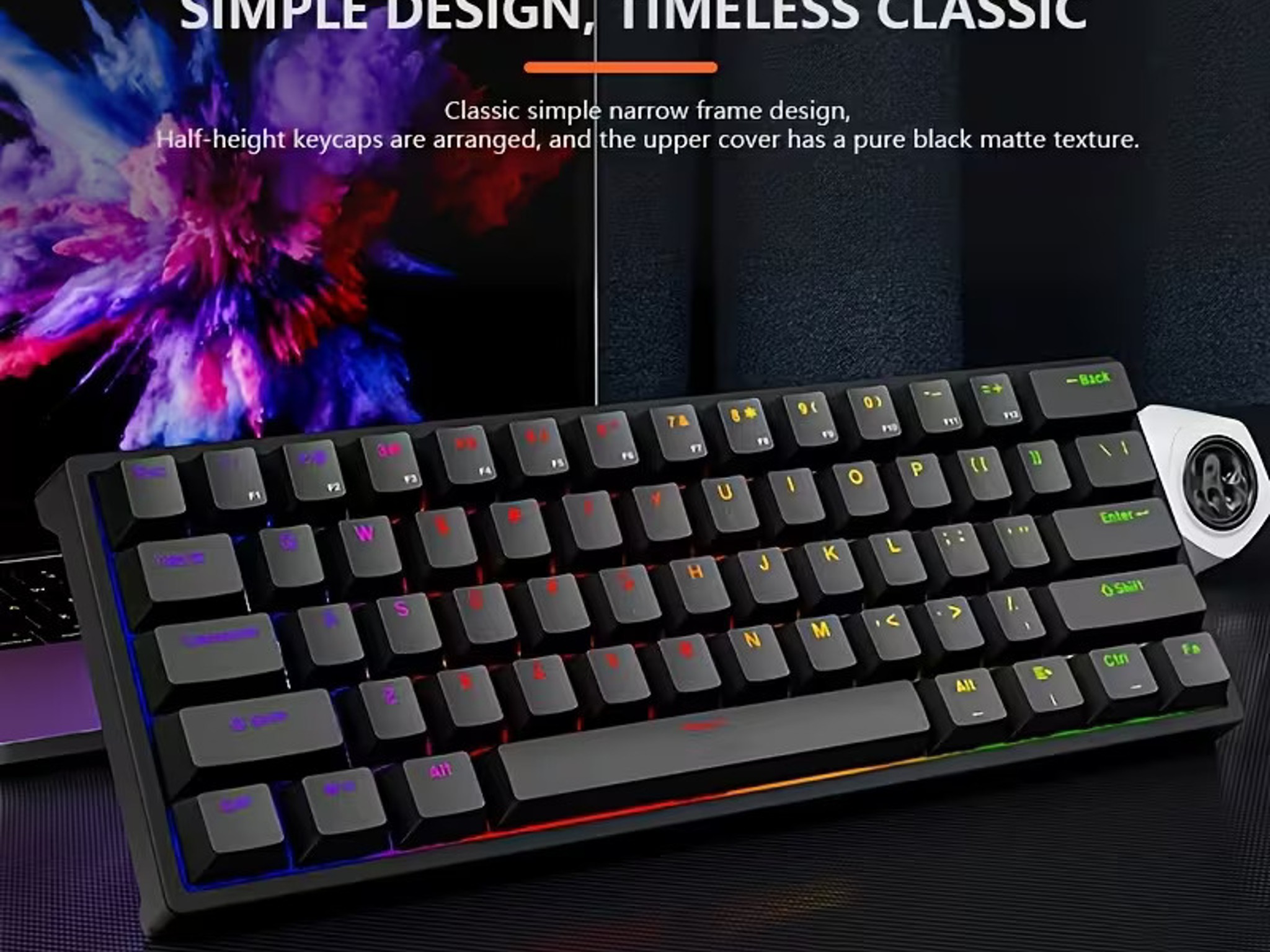 NEW Kavlorn KL61 60% Mechanical Gaming Keyboard 61 Key RGB Backlit White Black USB
