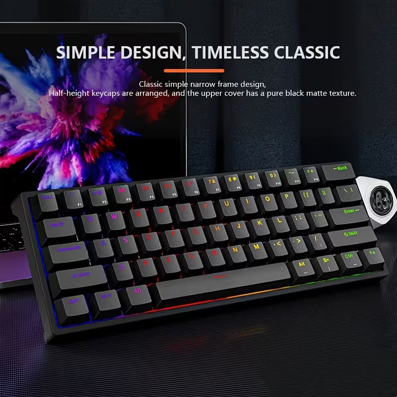 NEW Kavlorn KL61 60% Mechanical Gaming Keyboard 61 Key RGB Backlit White Black USB