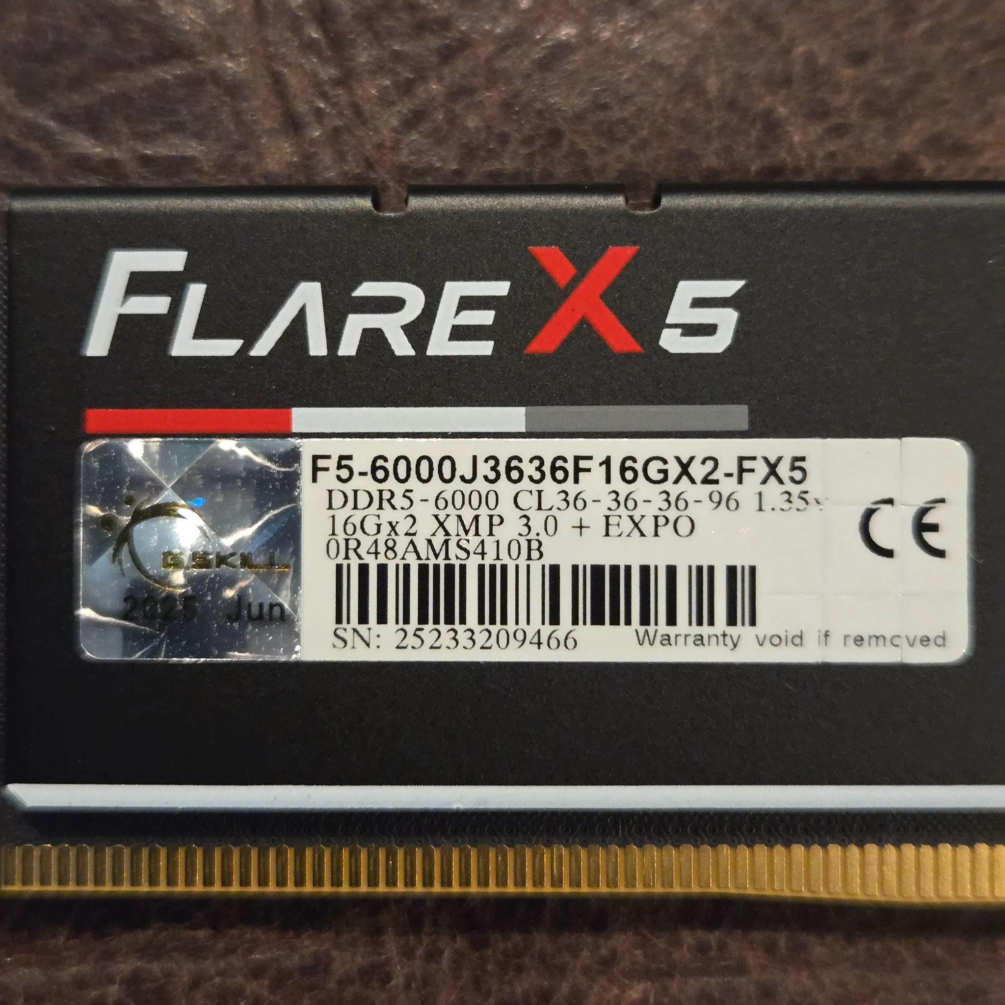 G.Skill Flare X5 Series 32GB (2 x 16GB) DDR5-6000