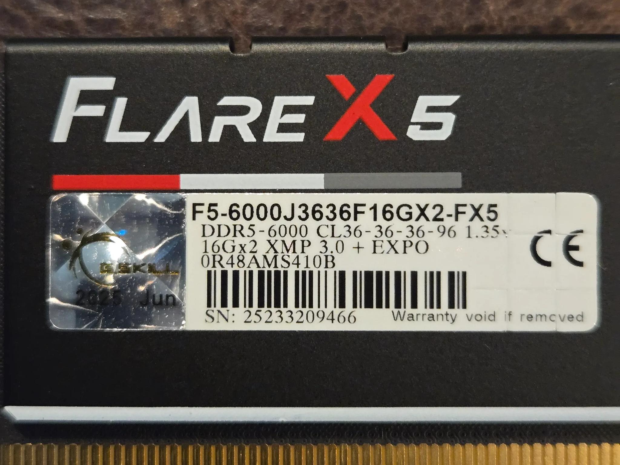 G.Skill Flare X5 Series 32GB (2 x 16GB) DDR5-6000