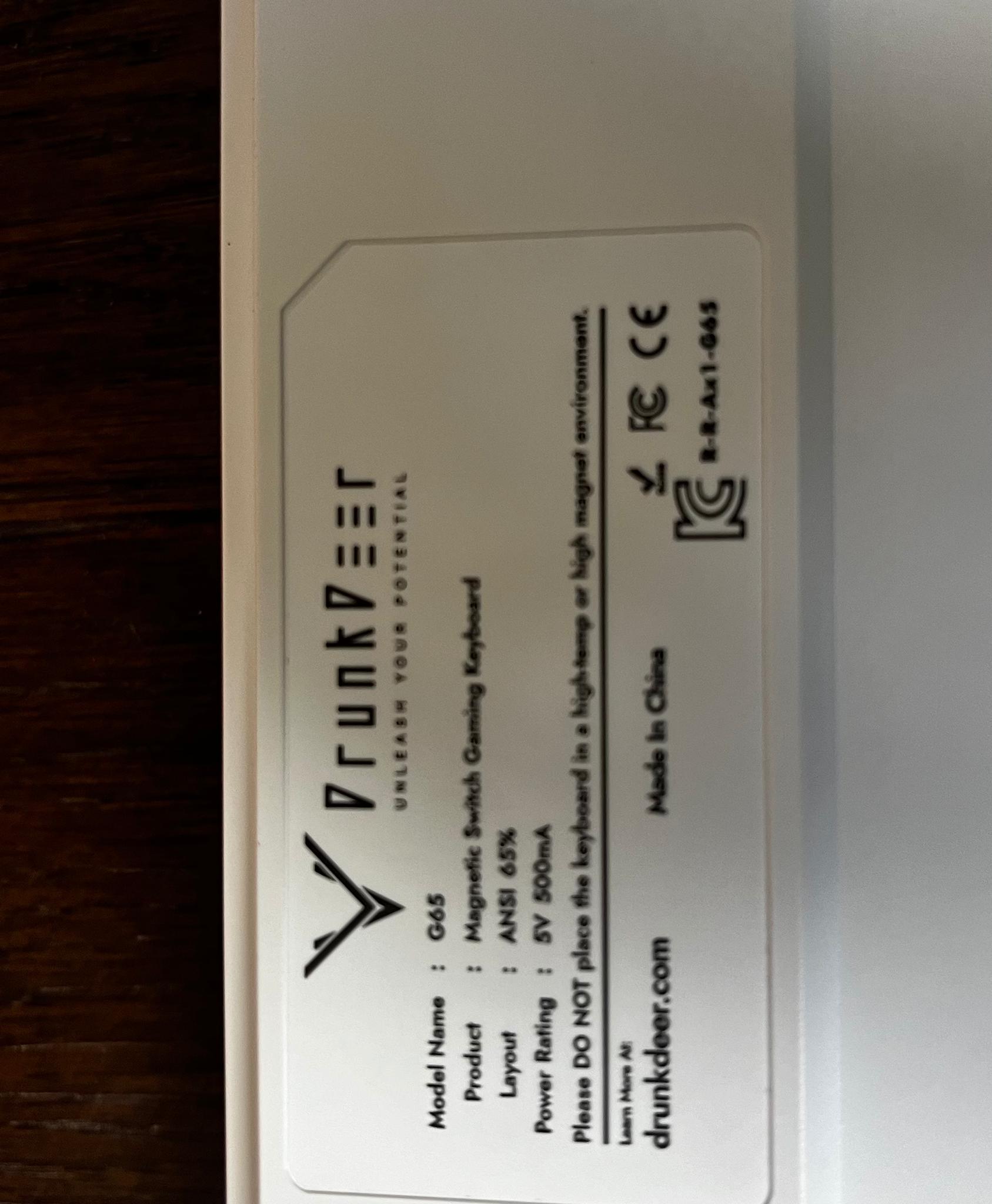 Modded DrunkDeer G65 With Model O All White Clean Combo - Msrp=$200 - Adjustable Actuation 0.2-3.8mm