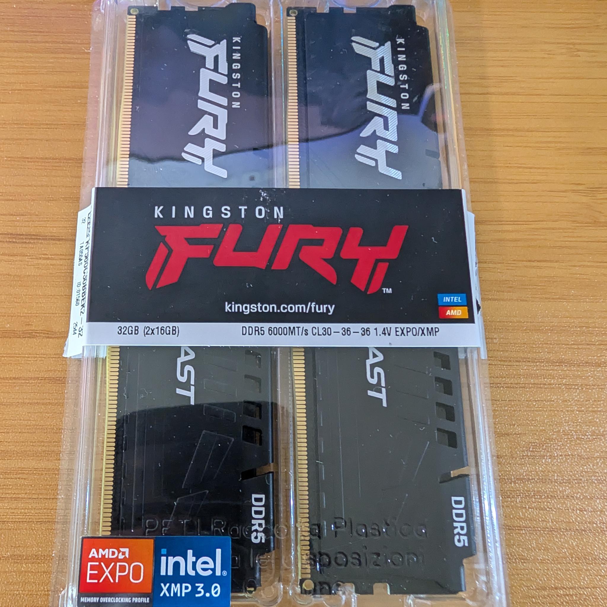 Kingston FURY Beast DDR5 32GB (2x16GB) 6000MT/s CL30-NEW OPEN BOX