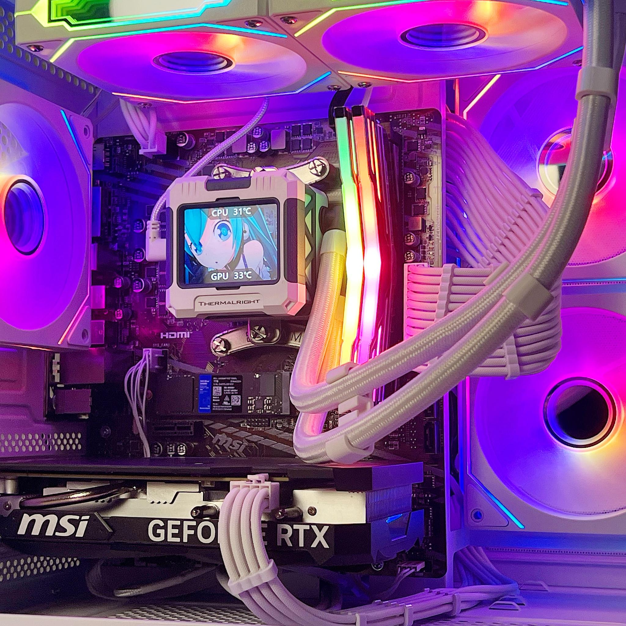 🔥 RTX 4060 Watercooled LCD Performance Gaming PC - Ryzen 5 4500, 16gb, 1tb NVME