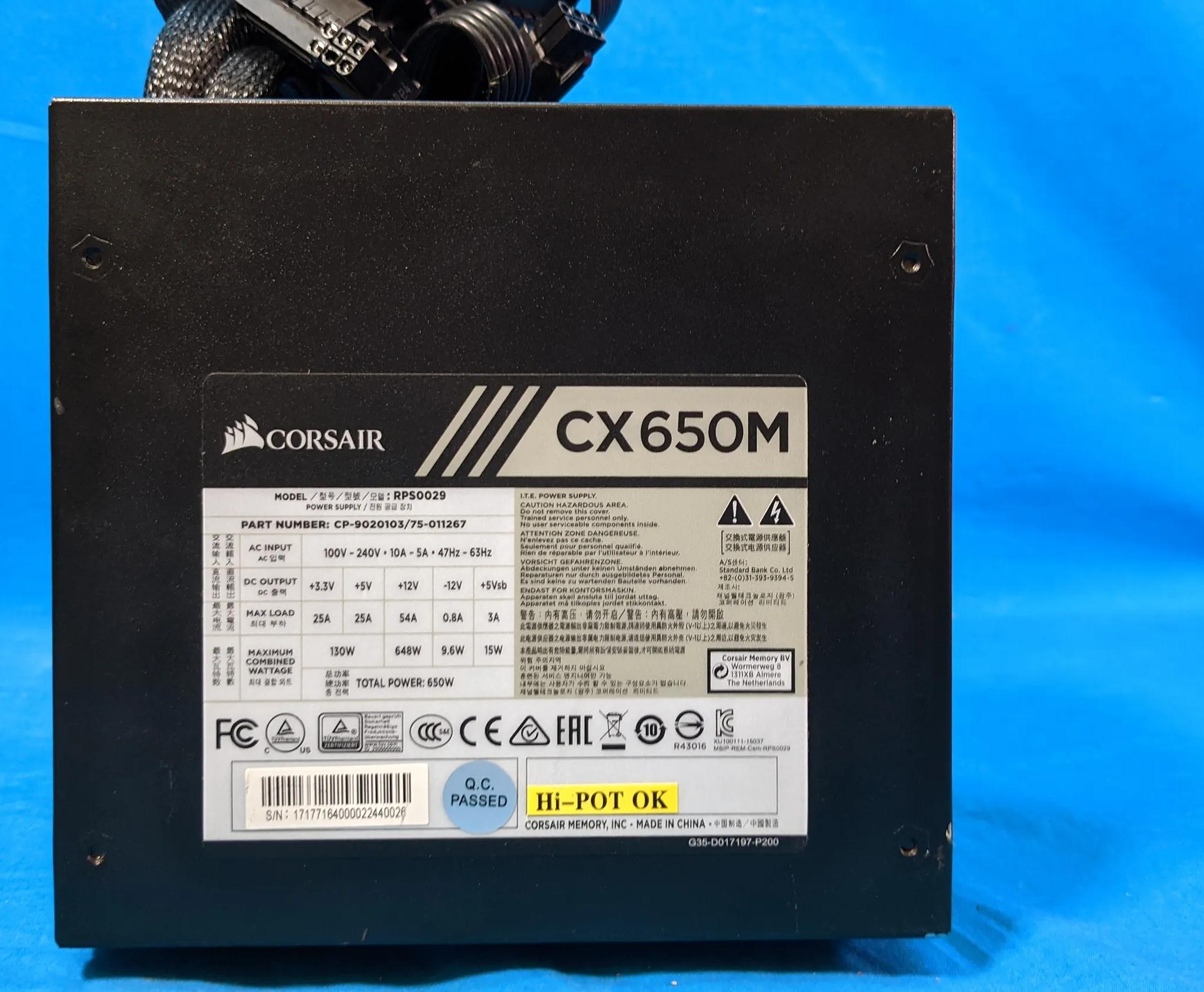 Corsair CX-Series CX650M 650W Semi-Modular 80 PLUS Bronze ATX Desktop PSU CP-9020103/75-011267