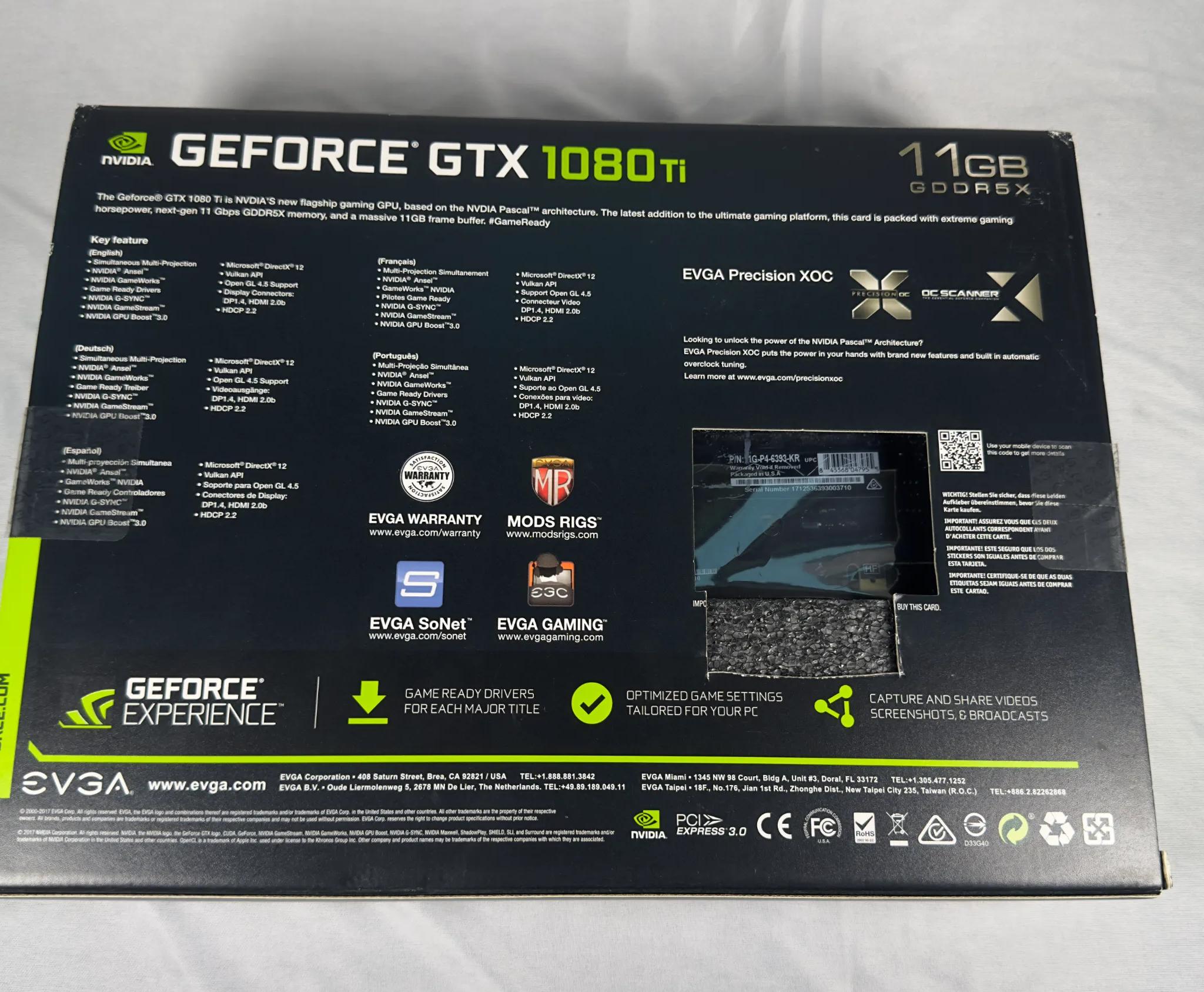 EVGA GeForce GTX 1080 Ti SC Black Edition Gaming, 11G-P4-6393-KR, 11GB GDDR5X, iCX Cooler & LED
