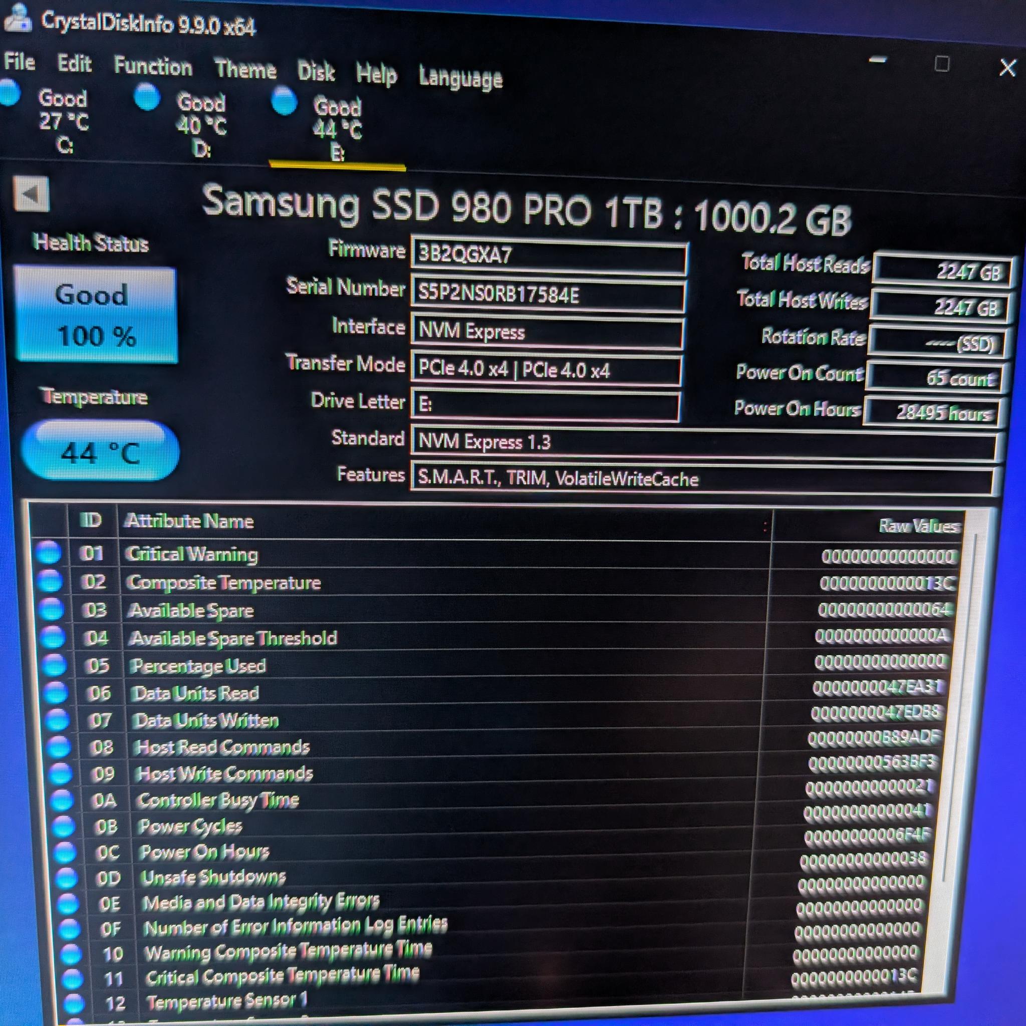 (x2) Samsung 980 Pro 1TB M.2 NVMe SSDs *100% Health*