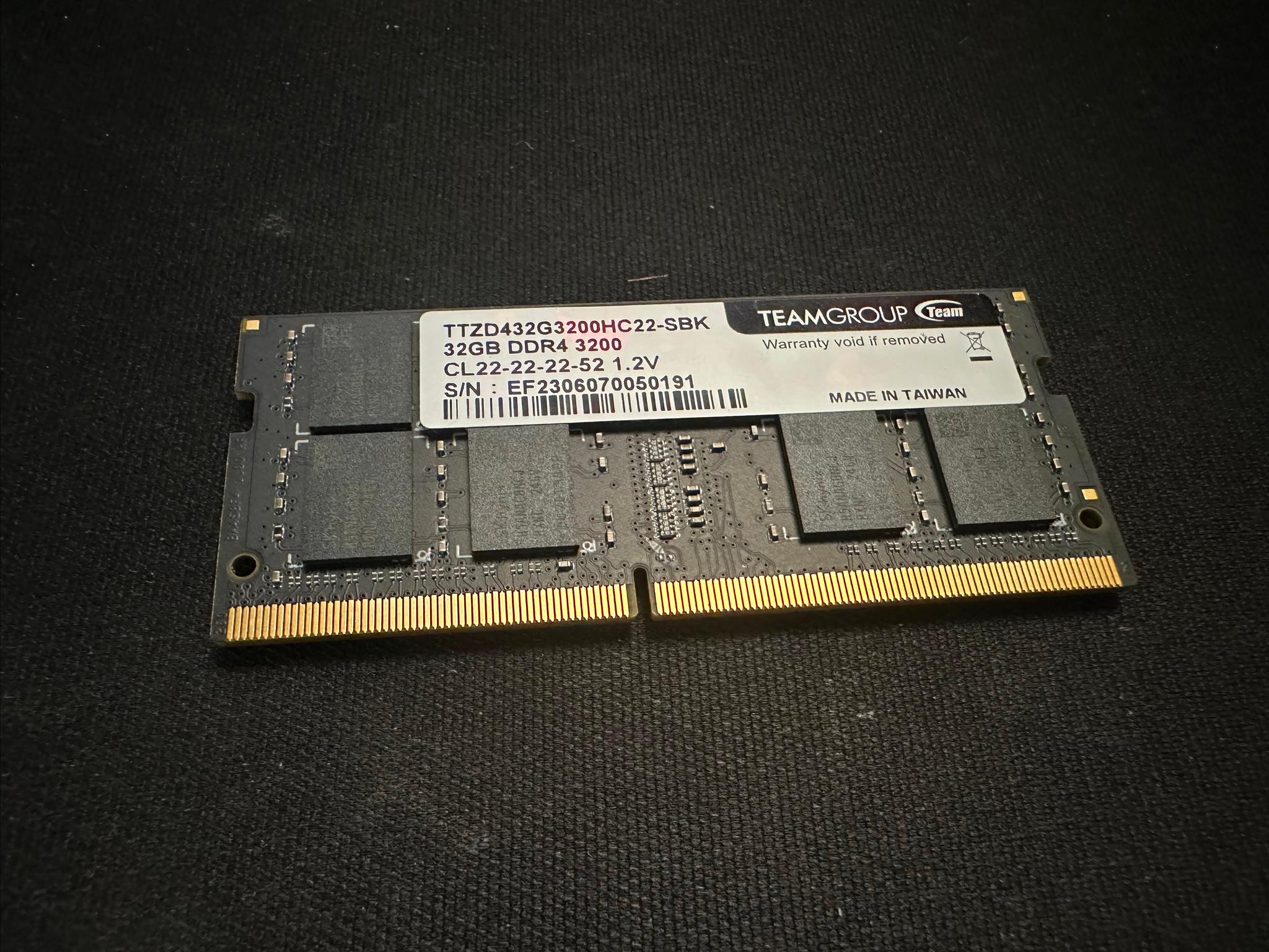 1 x 32GB DDR4 3200mhz SODIMM