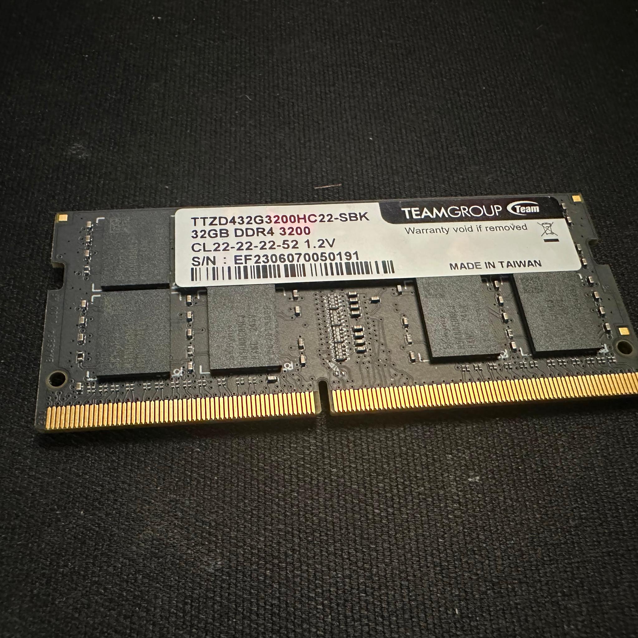 1 x 32GB DDR4 3200mhz SODIMM