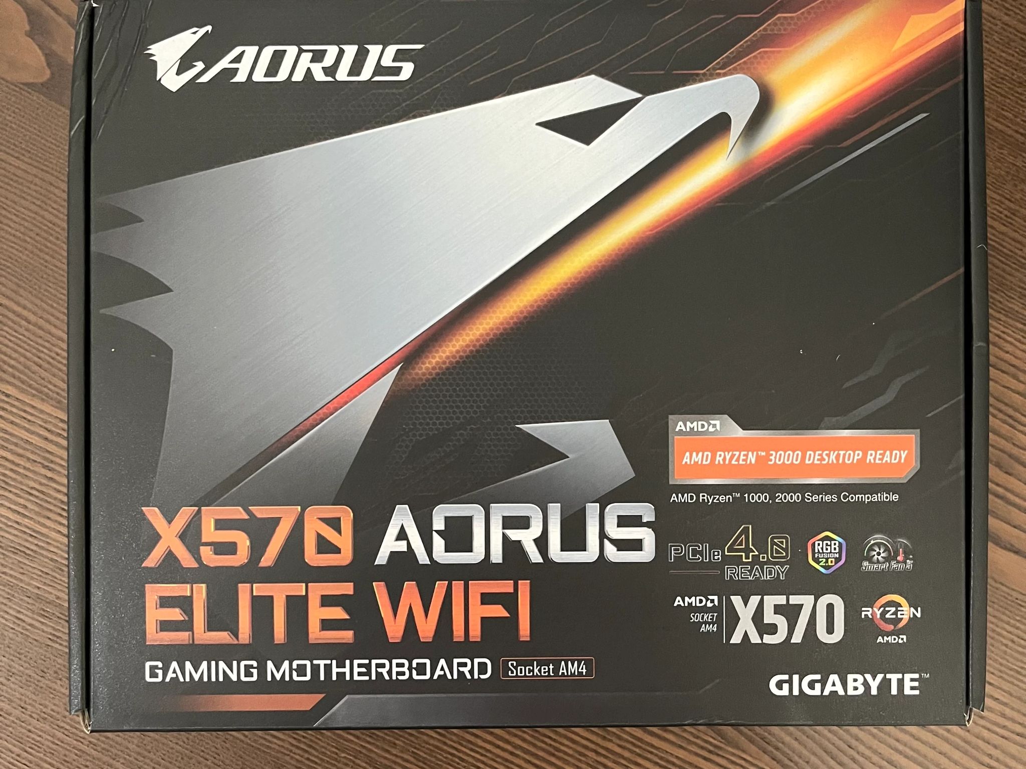 Gigabyte X570 Aorus Elite Wifi motherboard for Ryzen CPU (has AM4 socket, takes DDR4 RAM)