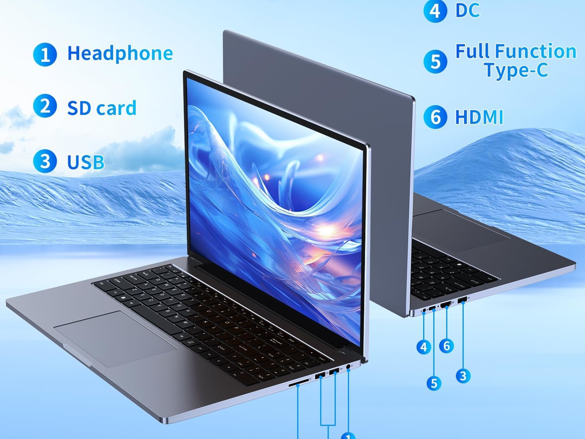 16 inch Laptop, 16GB DDR4 512GB SSD, Intel Quad-Core N95 Processor (up to 3.4Ghz) Windows 11 Pro