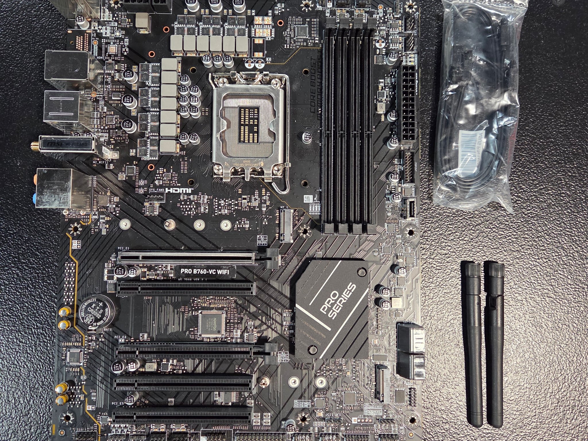MSI PRO B760-VC WIFI LGA 1700 Motherboard DDR5. With Antennas. No IO Shield