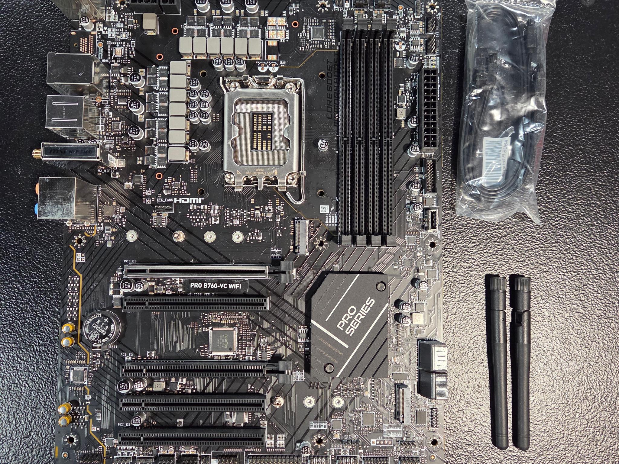 MSI PRO B760-VC WIFI LGA 1700 Motherboard DDR5. With Antennas. No IO Shield
