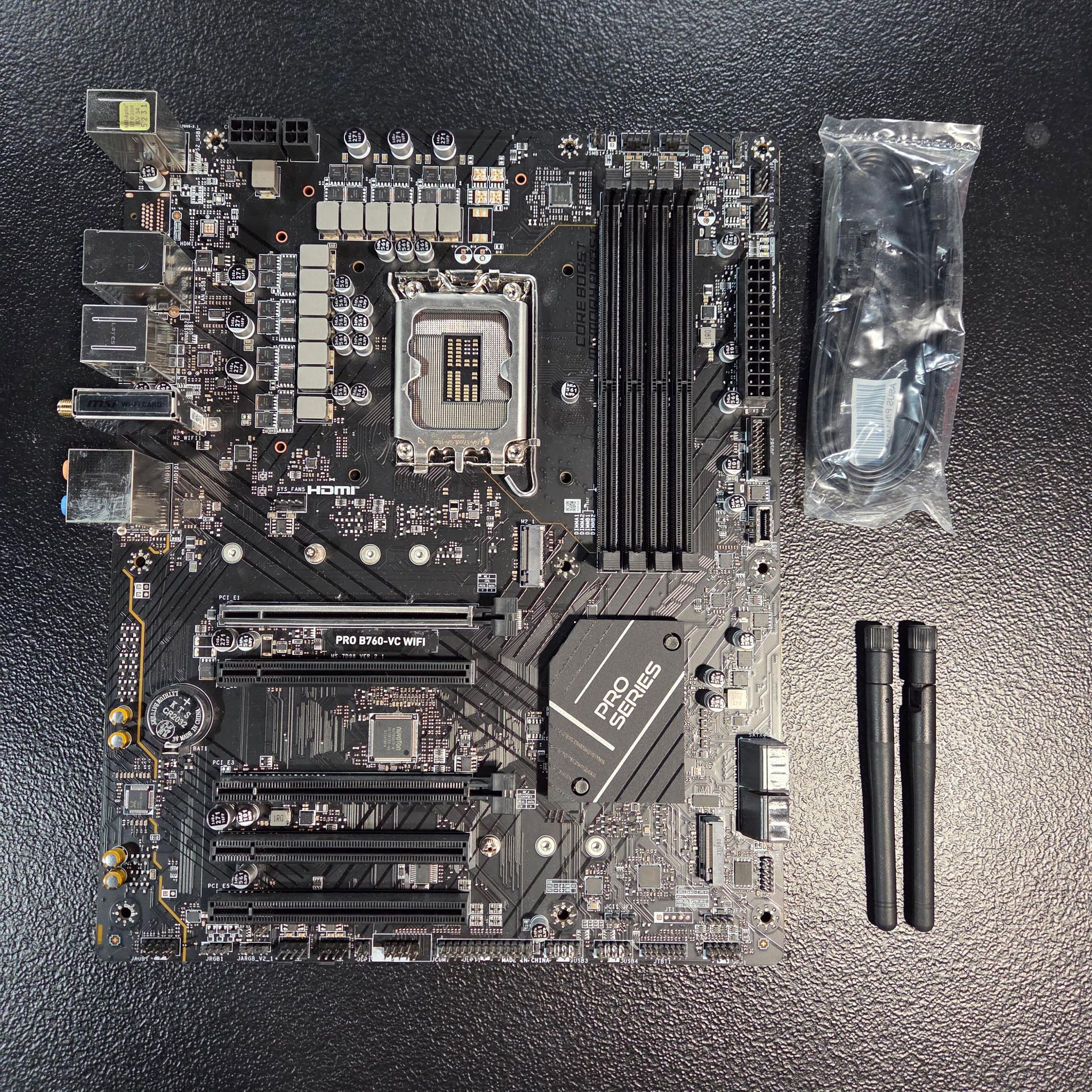 MSI PRO B760-VC WIFI LGA 1700 Motherboard DDR5. With Antennas. No IO Shield