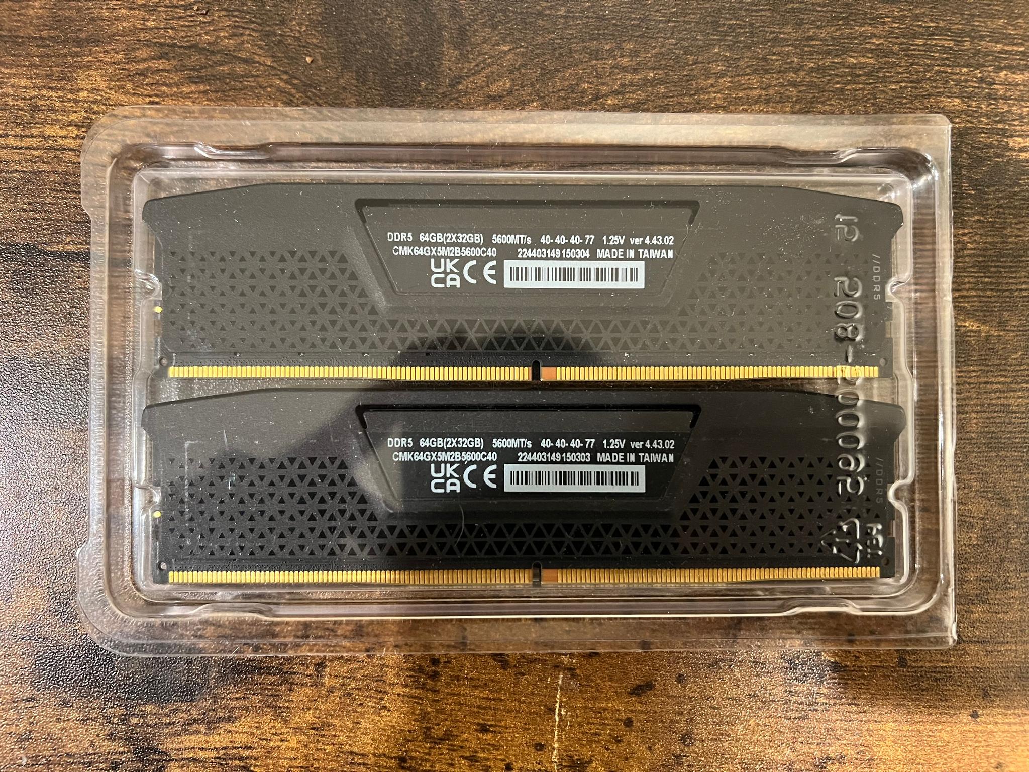 64GB DDR5-5600MT/s CL40 Corsair Vengeance RGB RAM