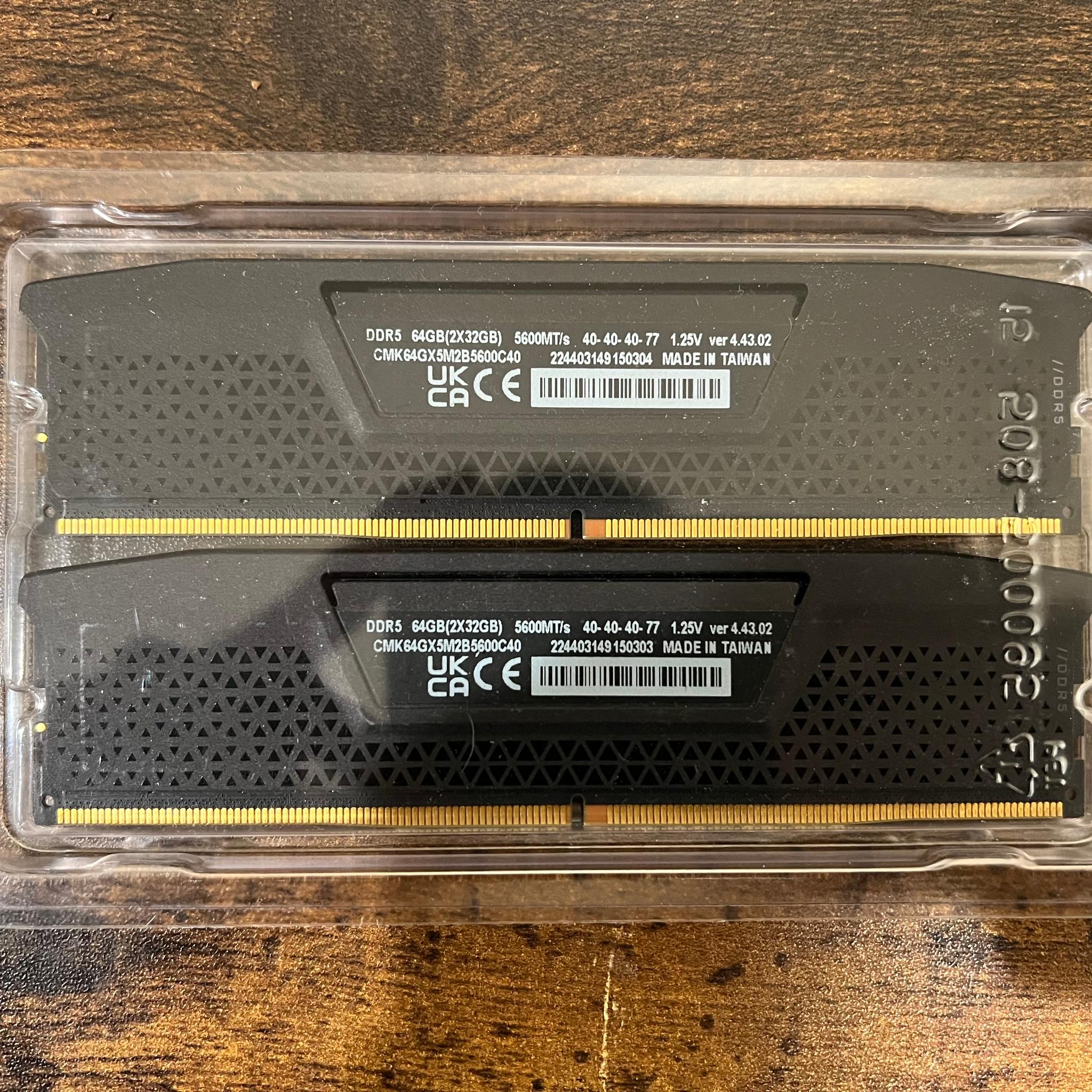 64GB DDR5-5600MT/s CL40 Corsair Vengeance RGB RAM
