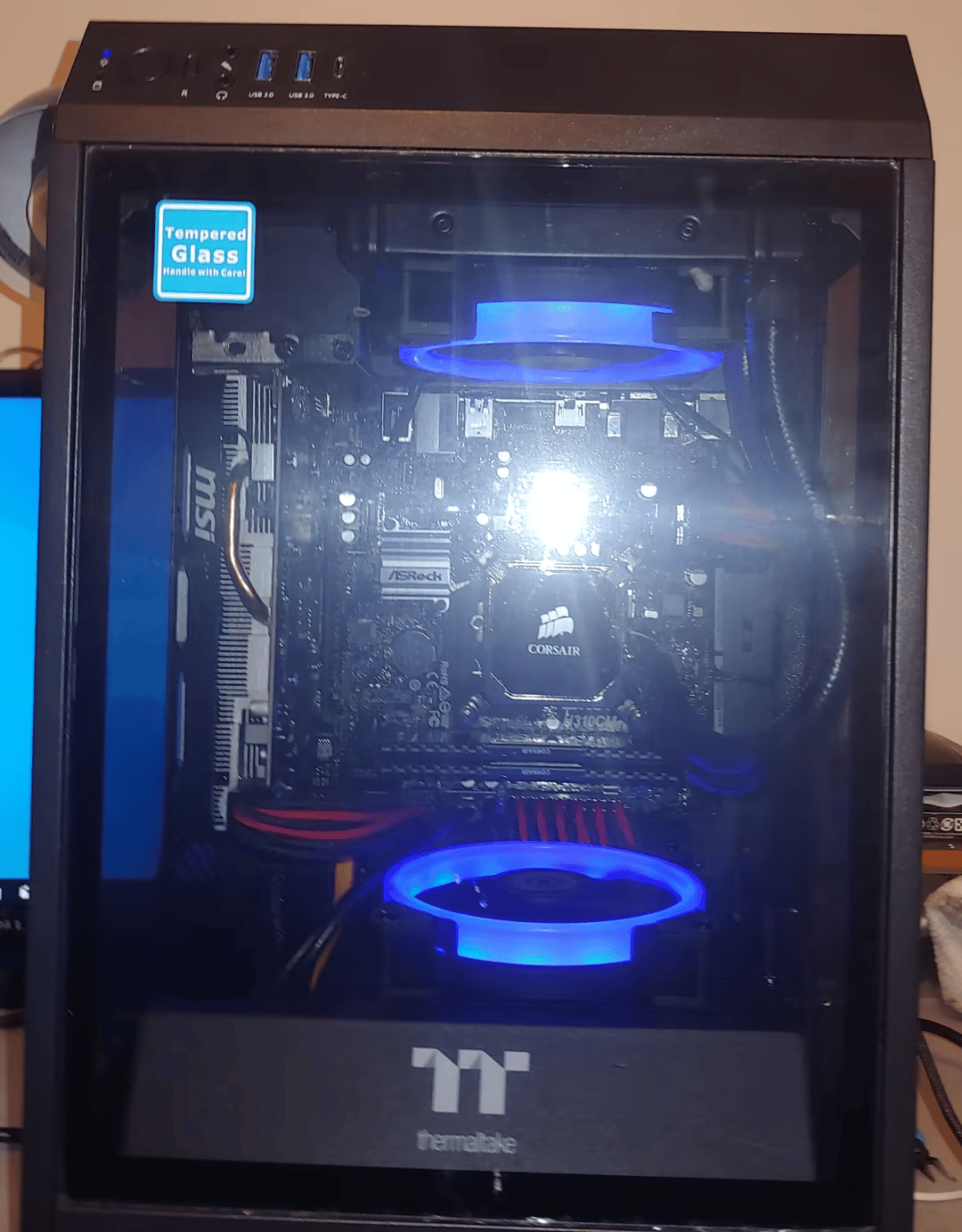 Mini ITX GTX 1650 256SSD 2TB HD Water Cooled Thermaltake Tower 100
