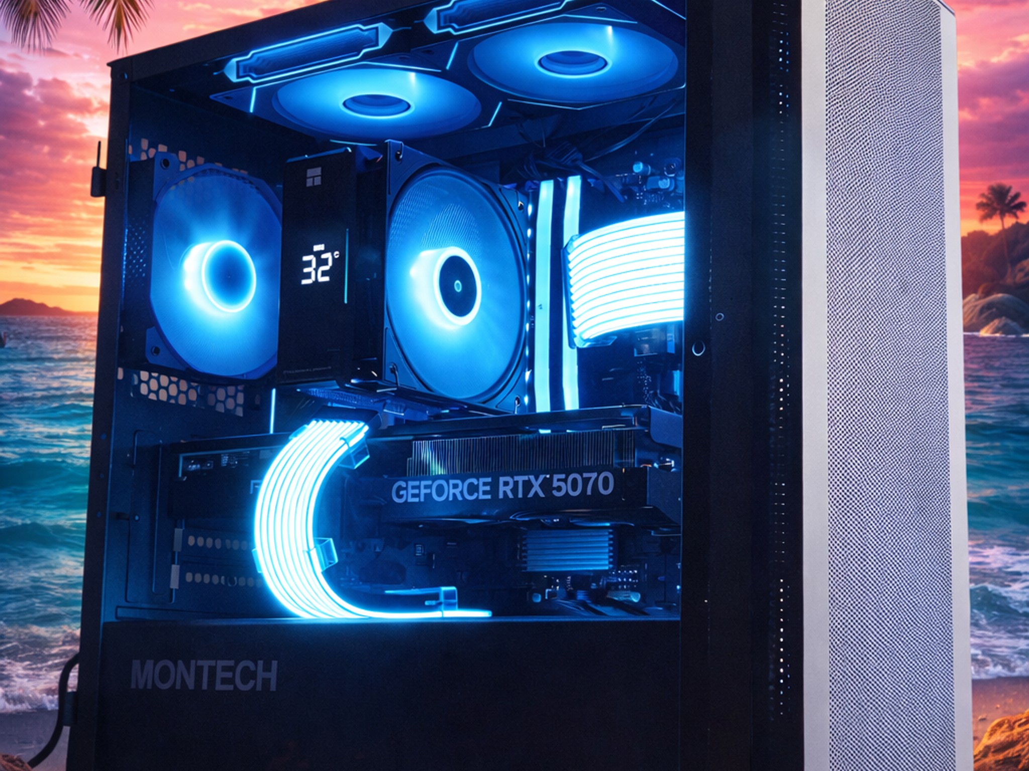 Bay Breeze!🌊 9600X | 5070 | 32GB DDR5 | 1TB Gen4 NVMe | Temp Display