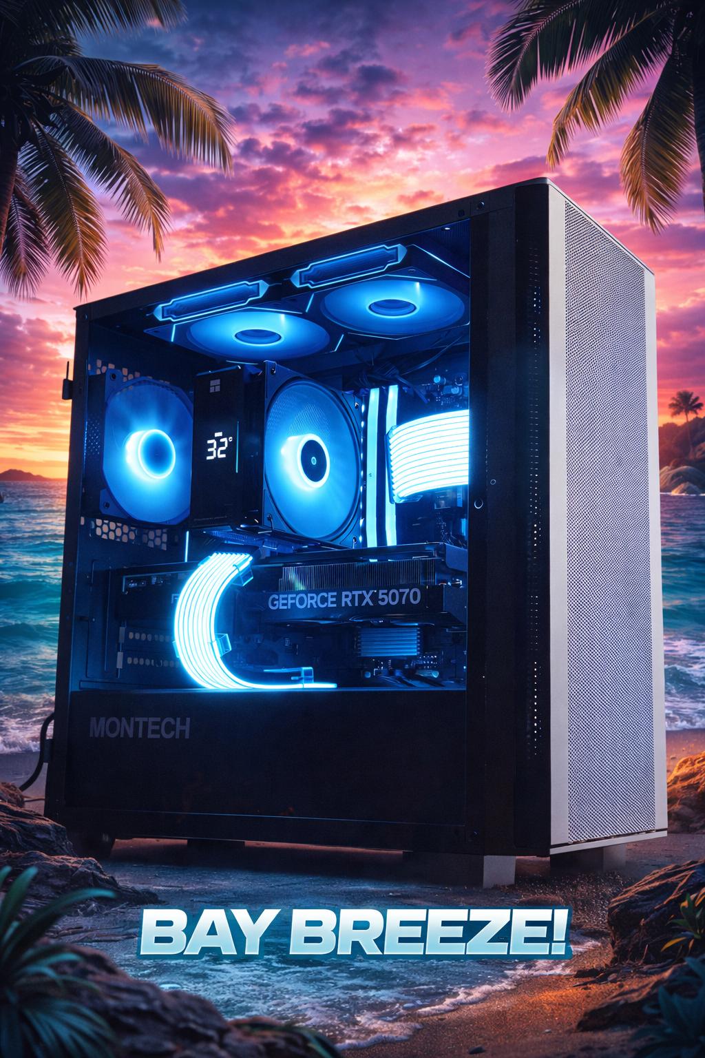 Bay Breeze!🌊 9600X | 5070 | 32GB DDR5 | 1TB Gen4 NVMe | Temp Display