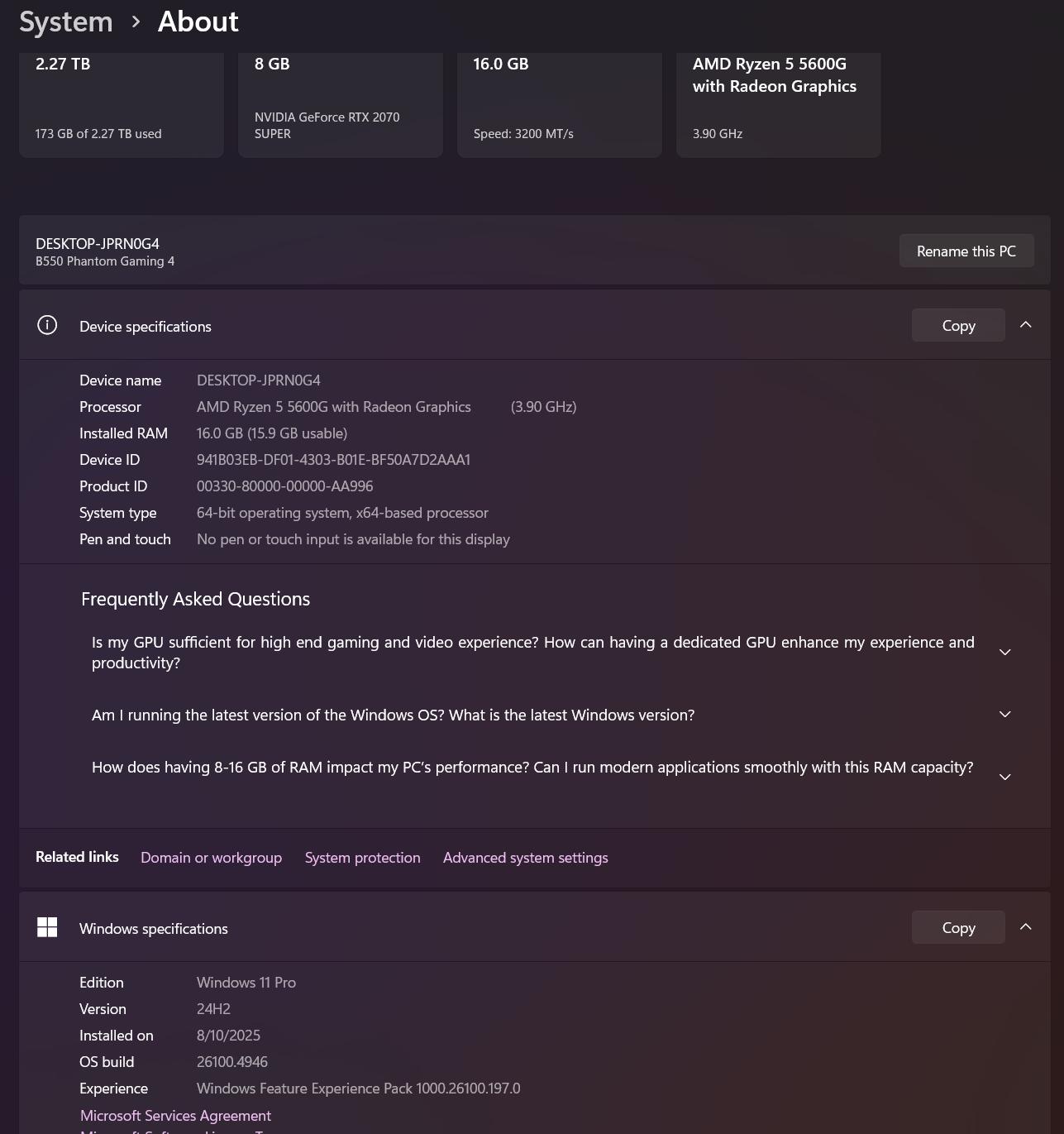 RTX 2070S | Ryzen 5 5600G | 16GB | 2.5 TB | Launchbox