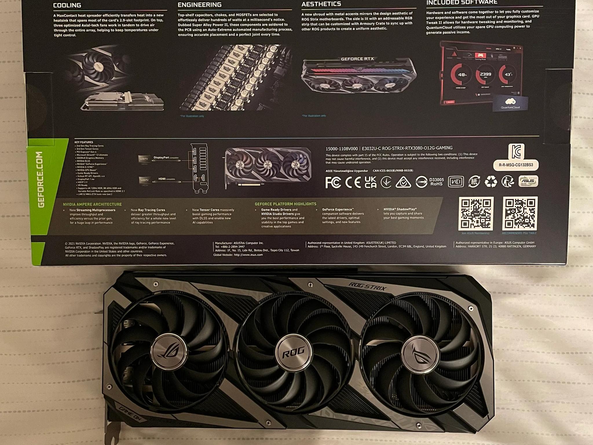 ASUS ROG Strix NVIDIA GeForce RTX 3080 12GB GDDR6X OC Graphics Card Triple Fan