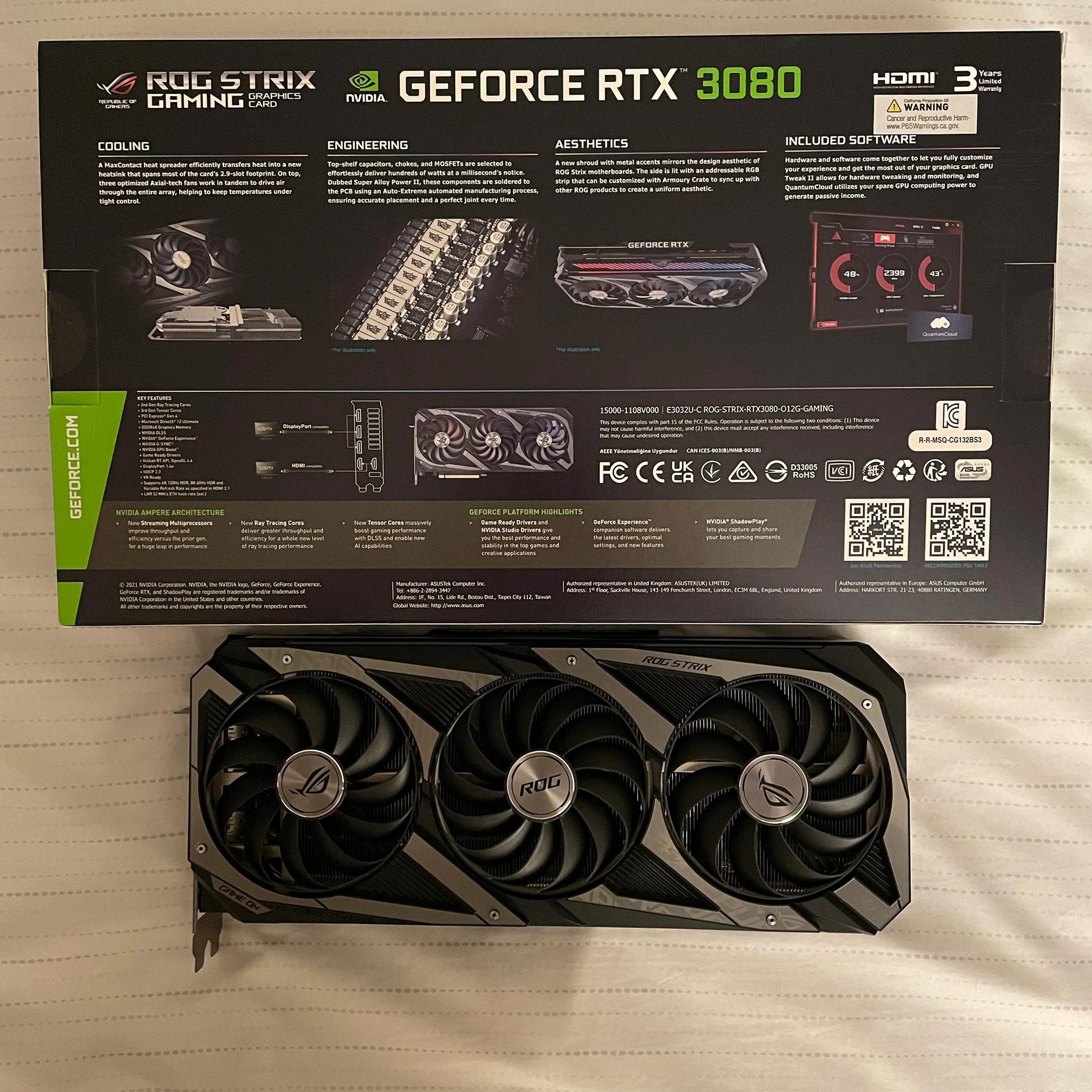 ASUS ROG Strix NVIDIA GeForce RTX 3080 12GB GDDR6X OC Graphics Card Triple Fan