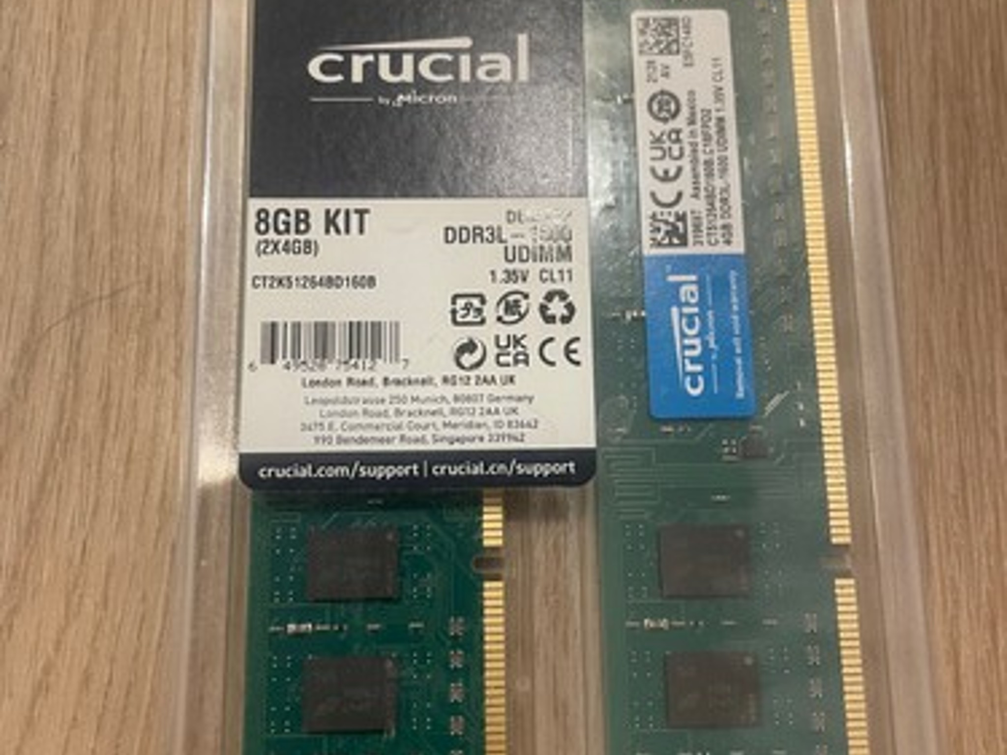 Crucial 8GB DDR3L-1600 UDIMM Desktop Memory RAM 8GB Kit 2x4GB (read description)