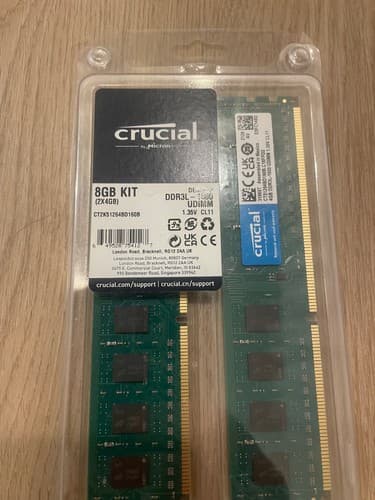 Crucial 8GB DDR3L-1600 UDIMM Desktop Memory RAM 8GB Kit 2x4GB (read description)