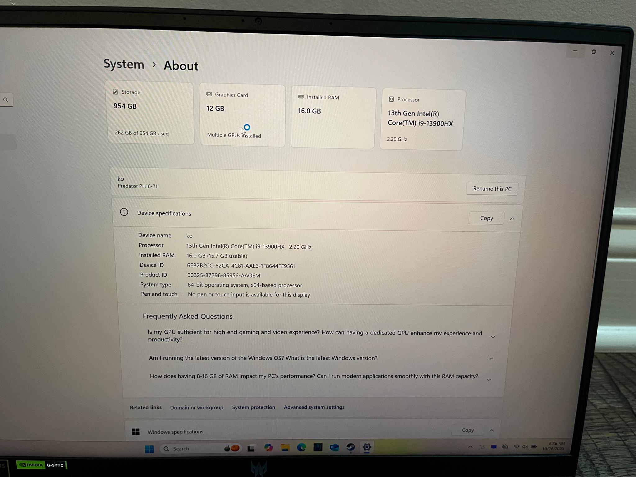 RTX 4080 Acer Predator Helios 16, 240Hz QHD+, i9-13900HX, 16GB DDR5, 1TB SSD GAMING LAPTOP