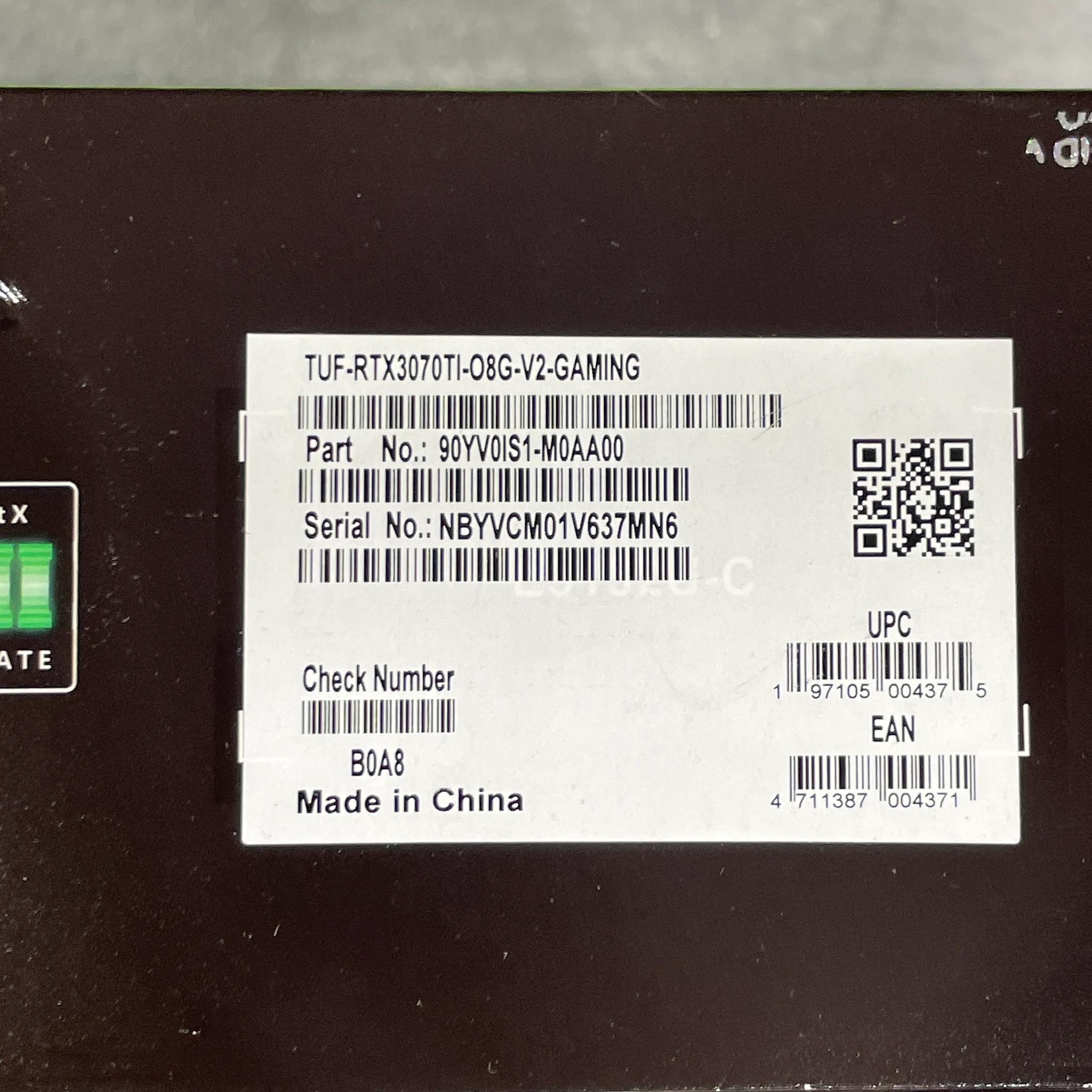 Asus RTX 3070 Ti TUF OC - PN#TUF-RTX3070TI-O8G-V2-GAMING