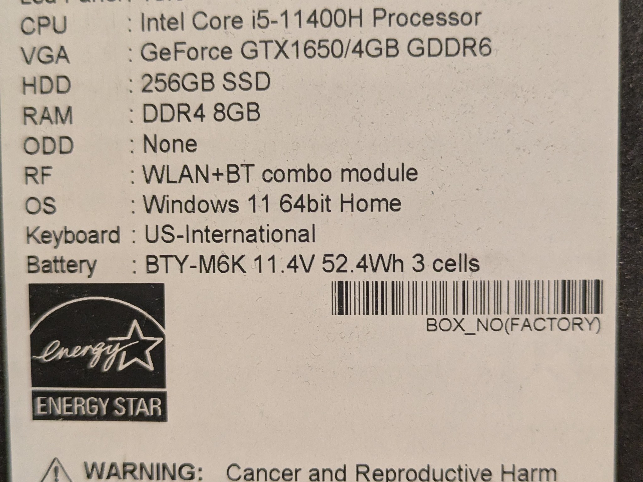 Gaming Laptop GF36 Thin