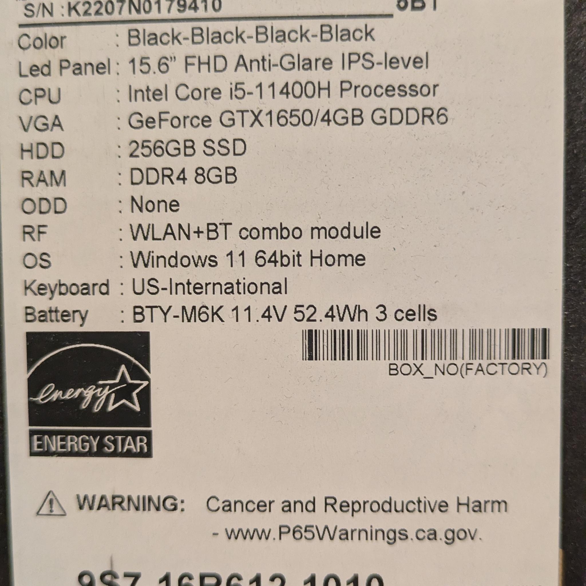 Gaming Laptop GF36 Thin