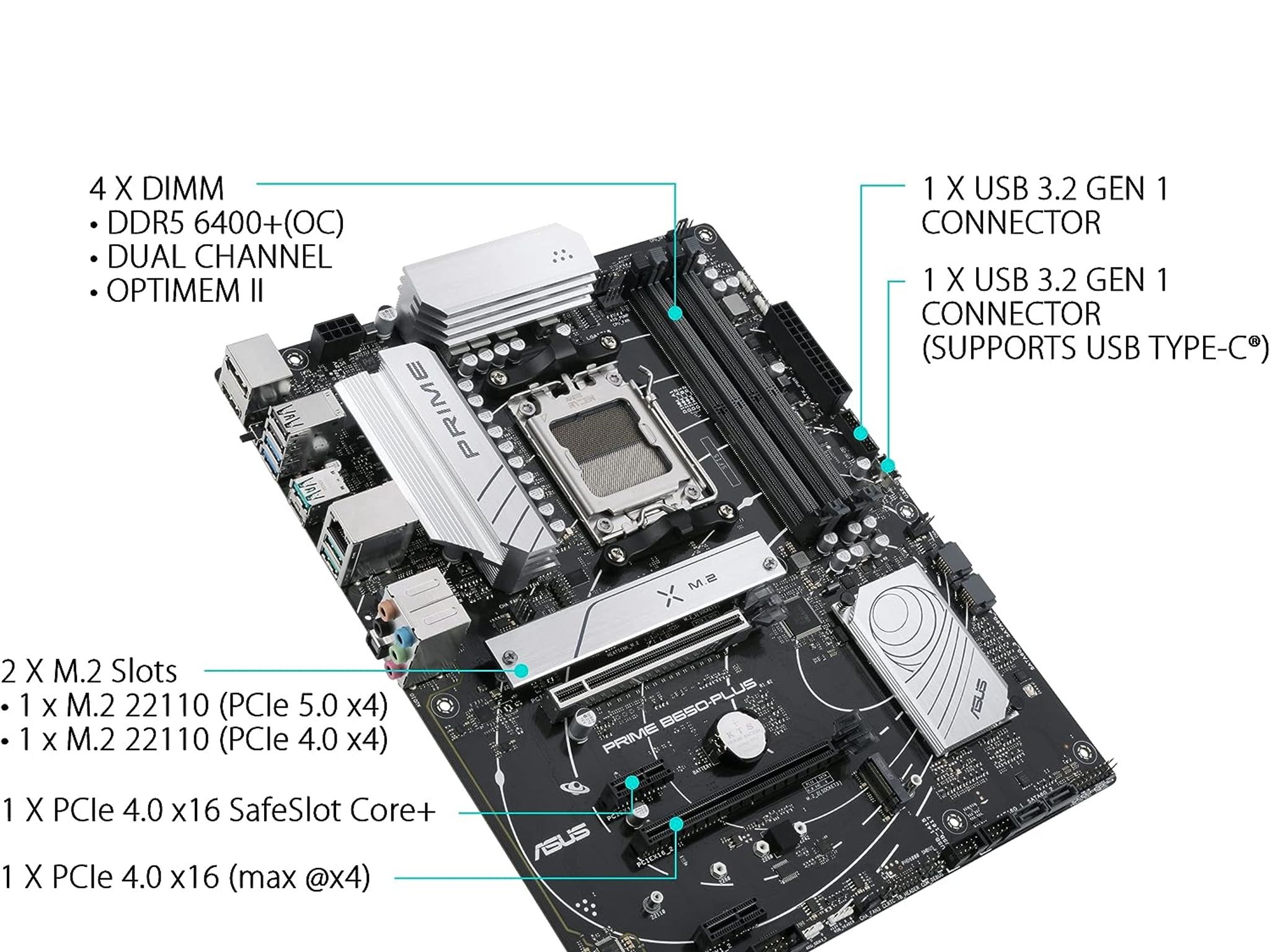 ASUS PRIME B650-PLUS AMD B650 AM5 DDR5 ATX Desktop Motherboard