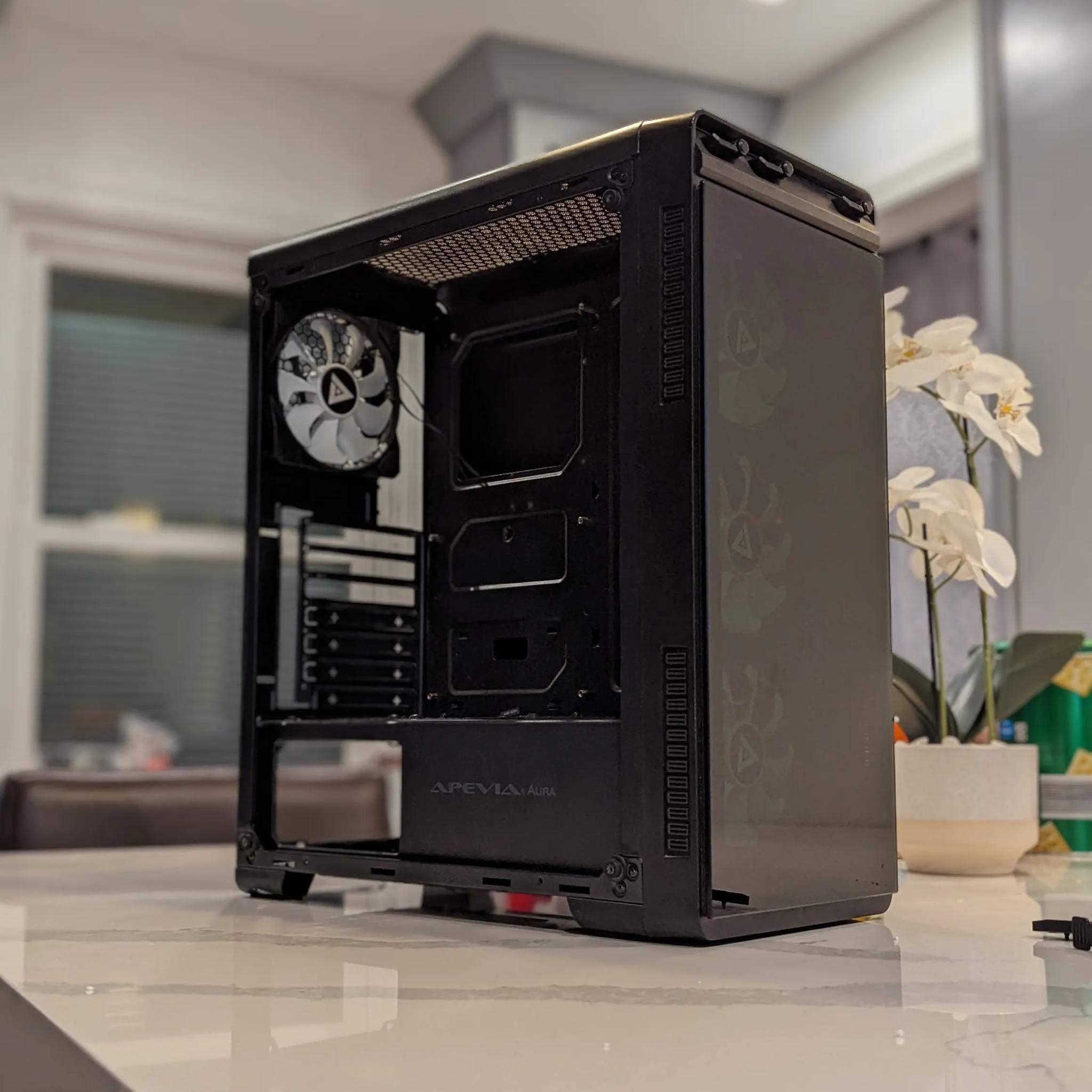 Apevia Aura-F-WH Mid Tower Gaming Case with 4 x RGB Fans
